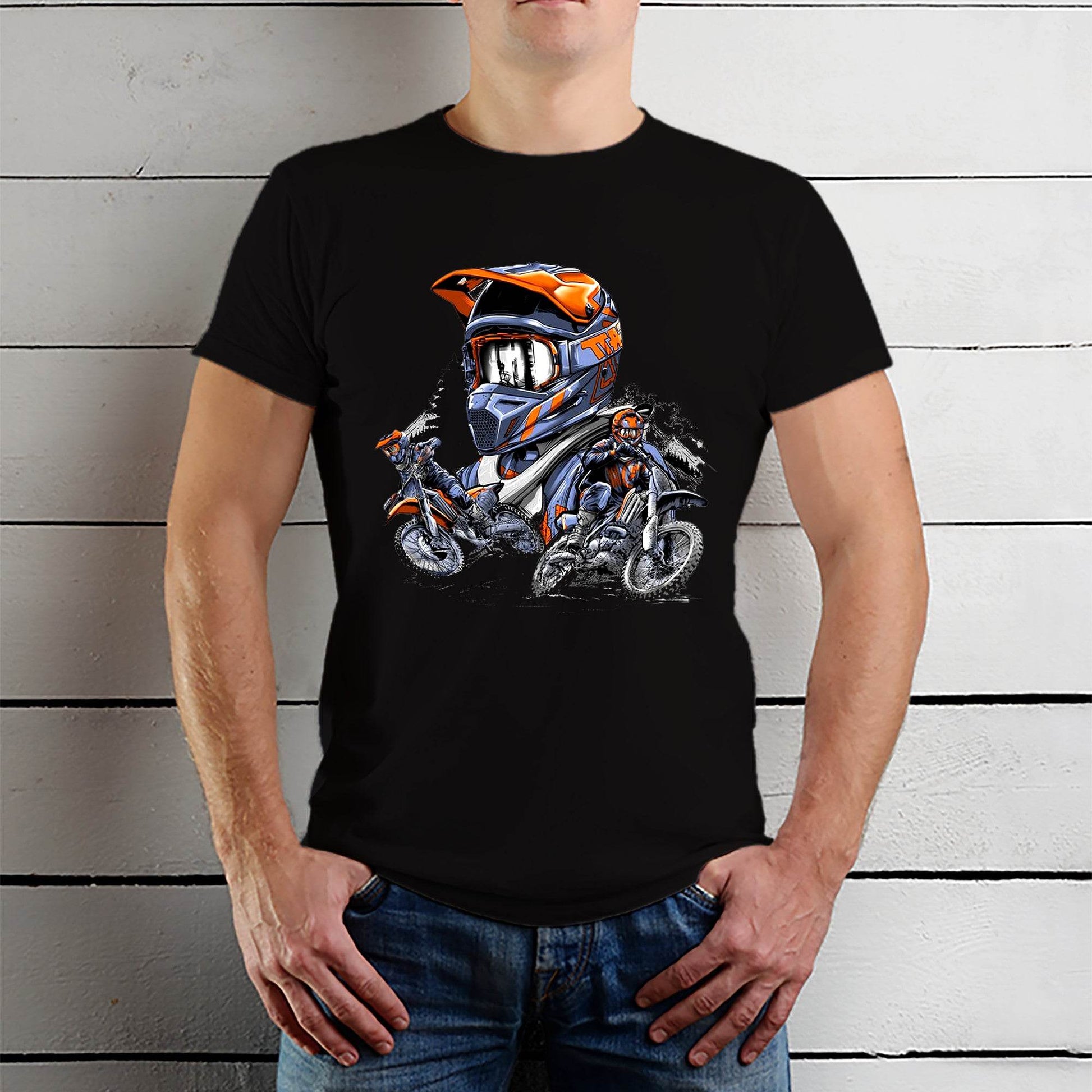 Motorcycle Printed Shirt Mountain Bike Outdoor Riding Graphic - Unisex Round Neck Regular Fit 100% Combed Cotton Half Sleeve T-Shirt - Mojilo Mart