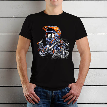 Motorcycle Printed Shirt Mountain Bike Outdoor Riding Graphic - Unisex Round Neck Regular Fit 100% Combed Cotton Half Sleeve T-Shirt - Mojilo Mart