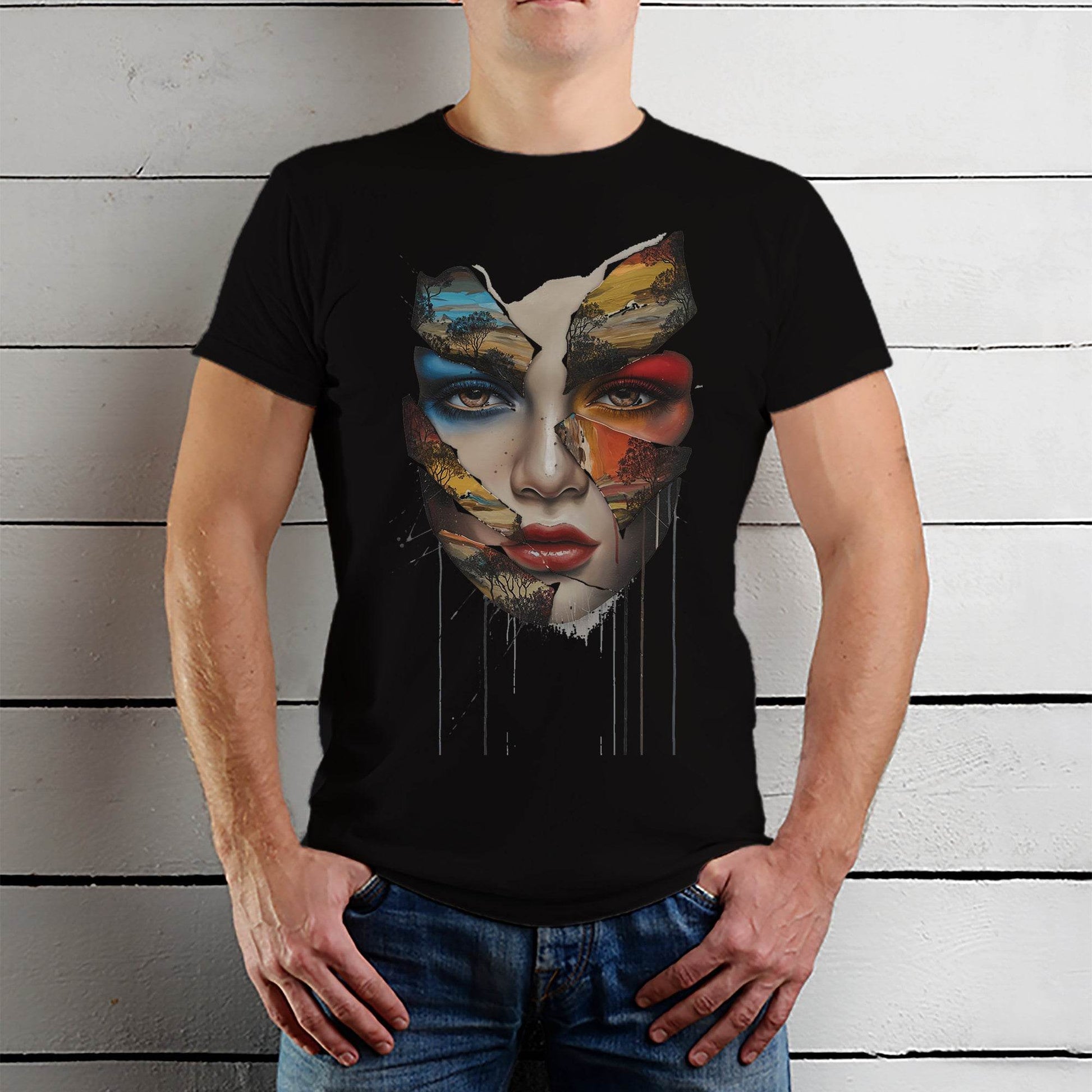 Nature Girl Face - Unisex Round Neck Regular Fit 100% Combed Cotton Half Sleeve T-Shirt - Mojilo Mart