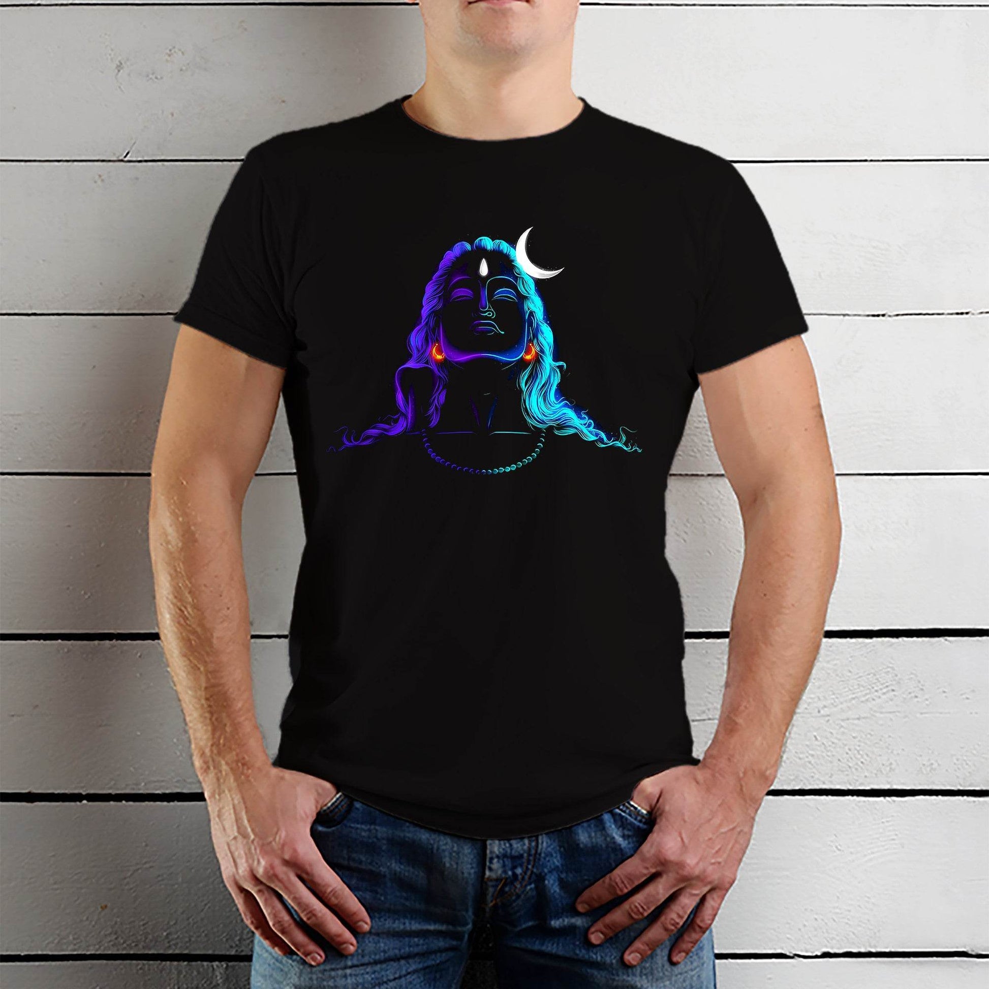 Neon Adi Shiv - Unisex Round Neck Regular Fit 100% Combed Cotton Half Sleeve T-Shirt - Mojilo Mart