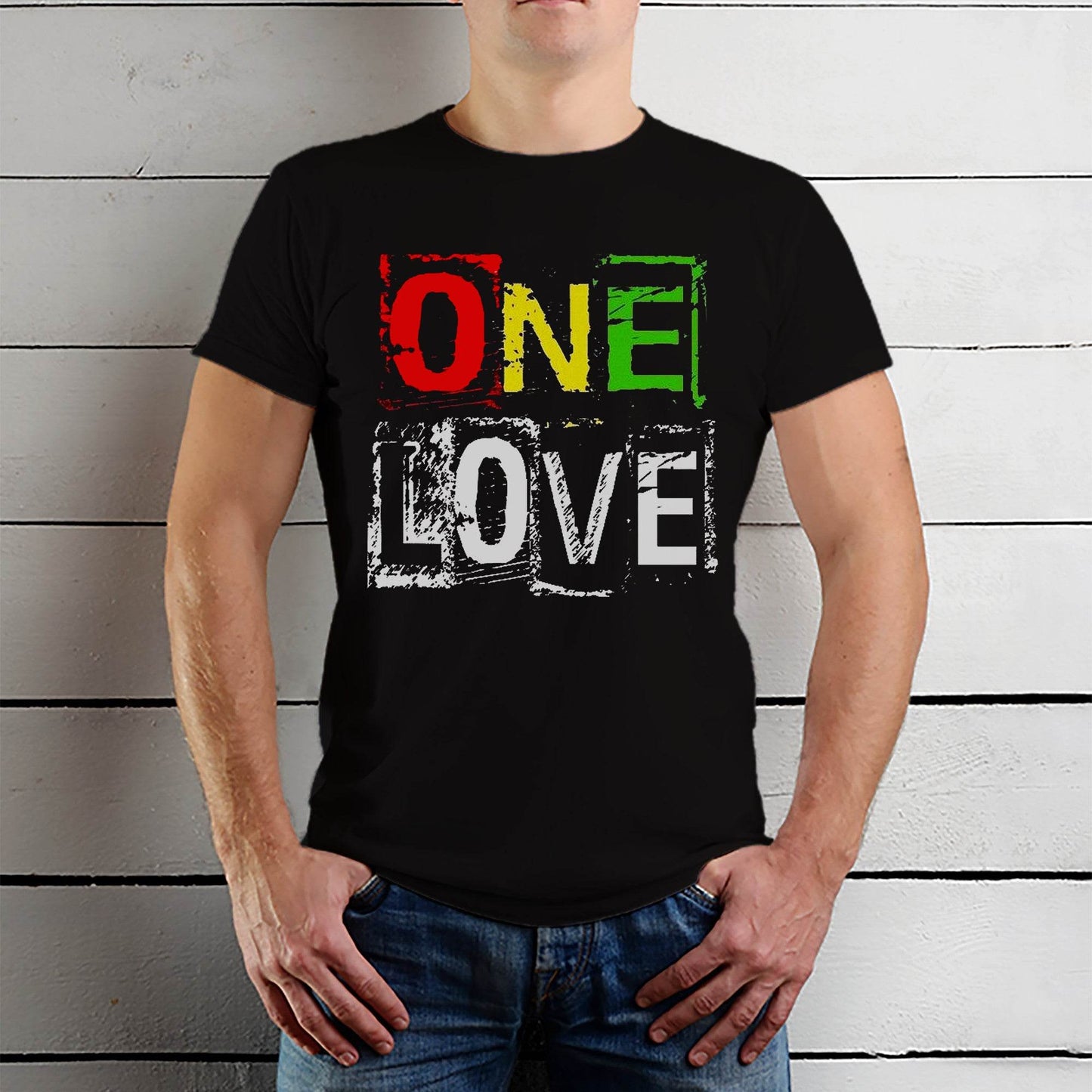 ONE LOVE - Unisex Round Neck Regular Fit 100% Combed Cotton Half Sleeve T-Shirt - Mojilo Mart