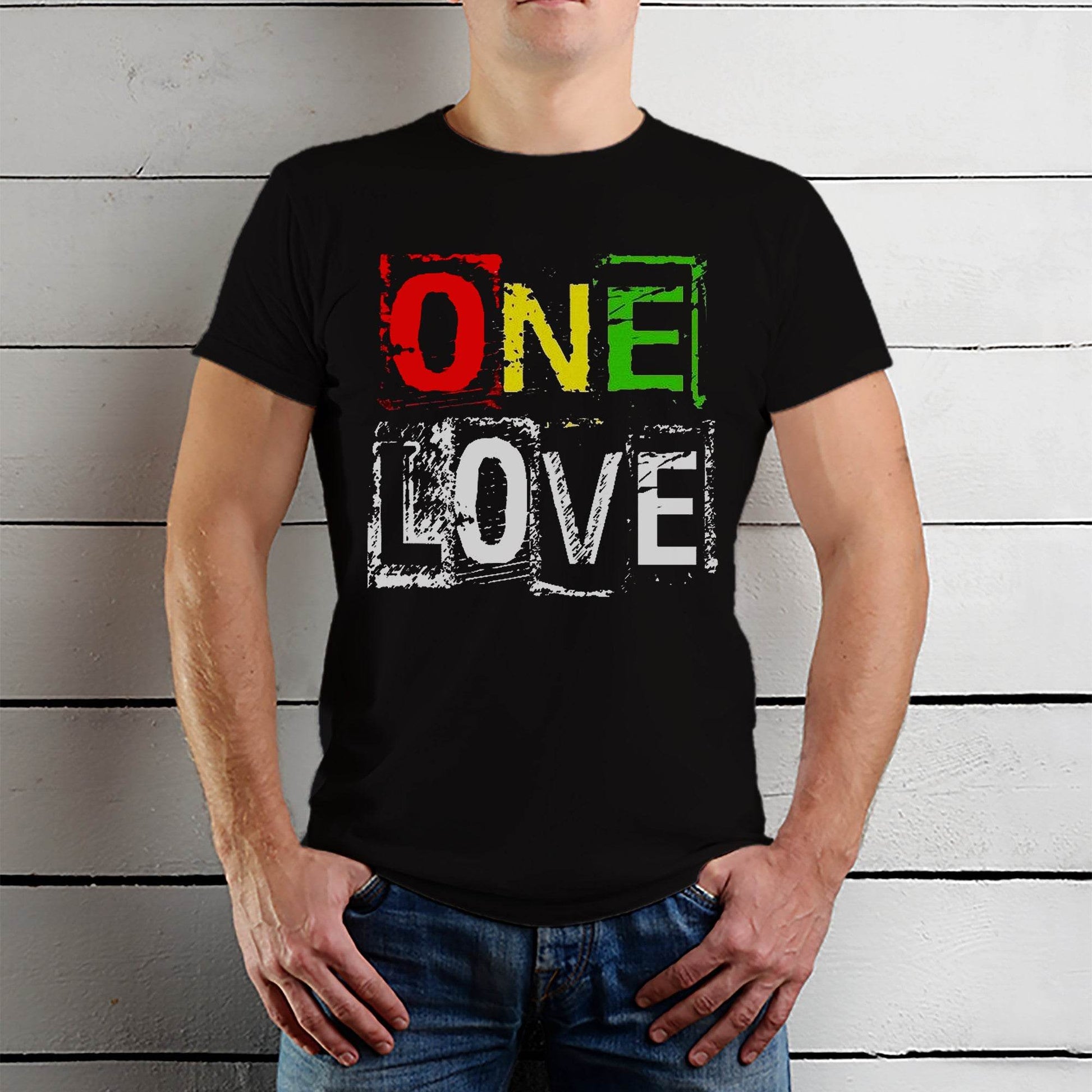 ONE LOVE - Unisex Round Neck Regular Fit 100% Combed Cotton Half Sleeve T-Shirt - Mojilo Mart