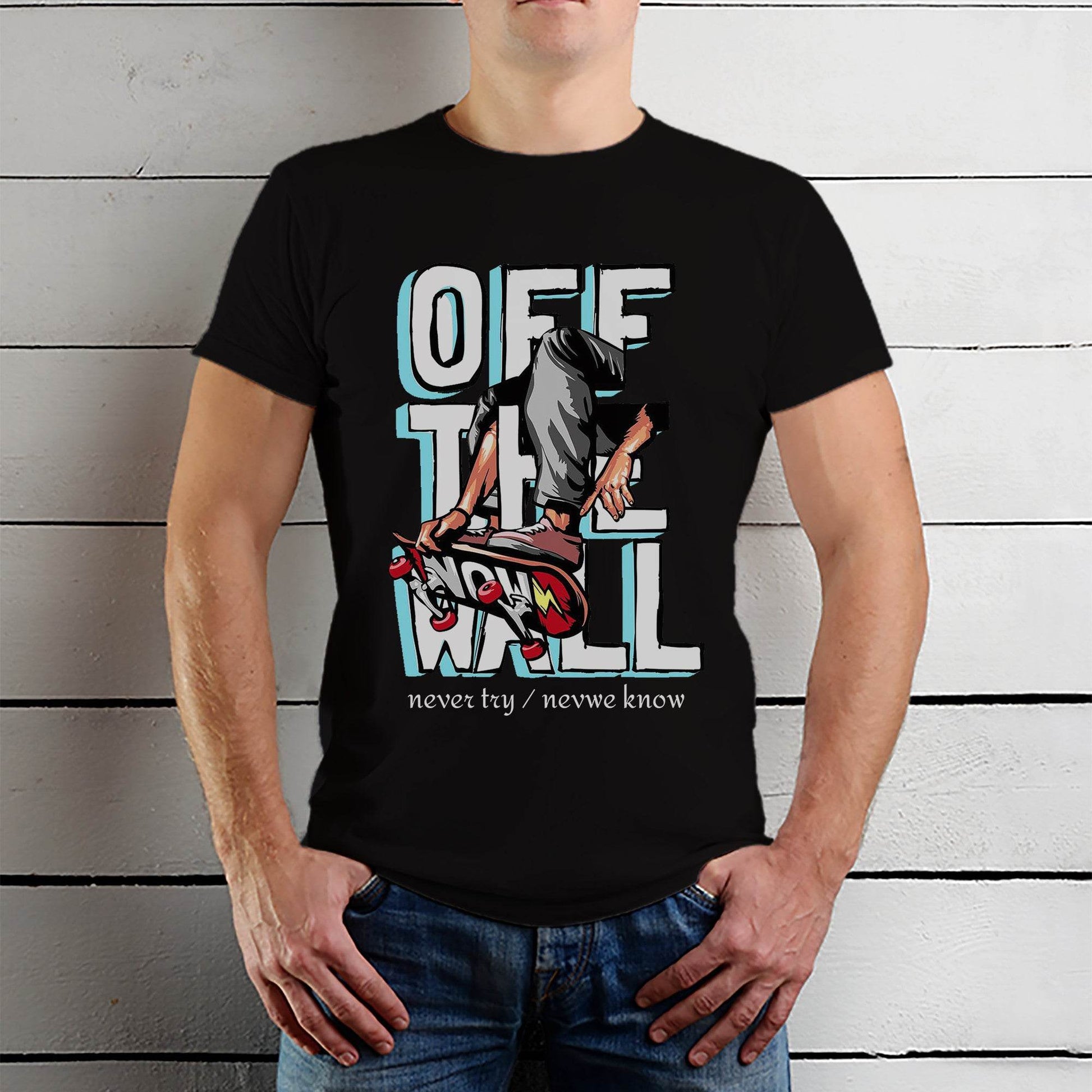 Off The Wall - Unisex Round Neck Regular Fit 100% Combed Cotton Half Sleeve T-Shirt - Mojilo Mart