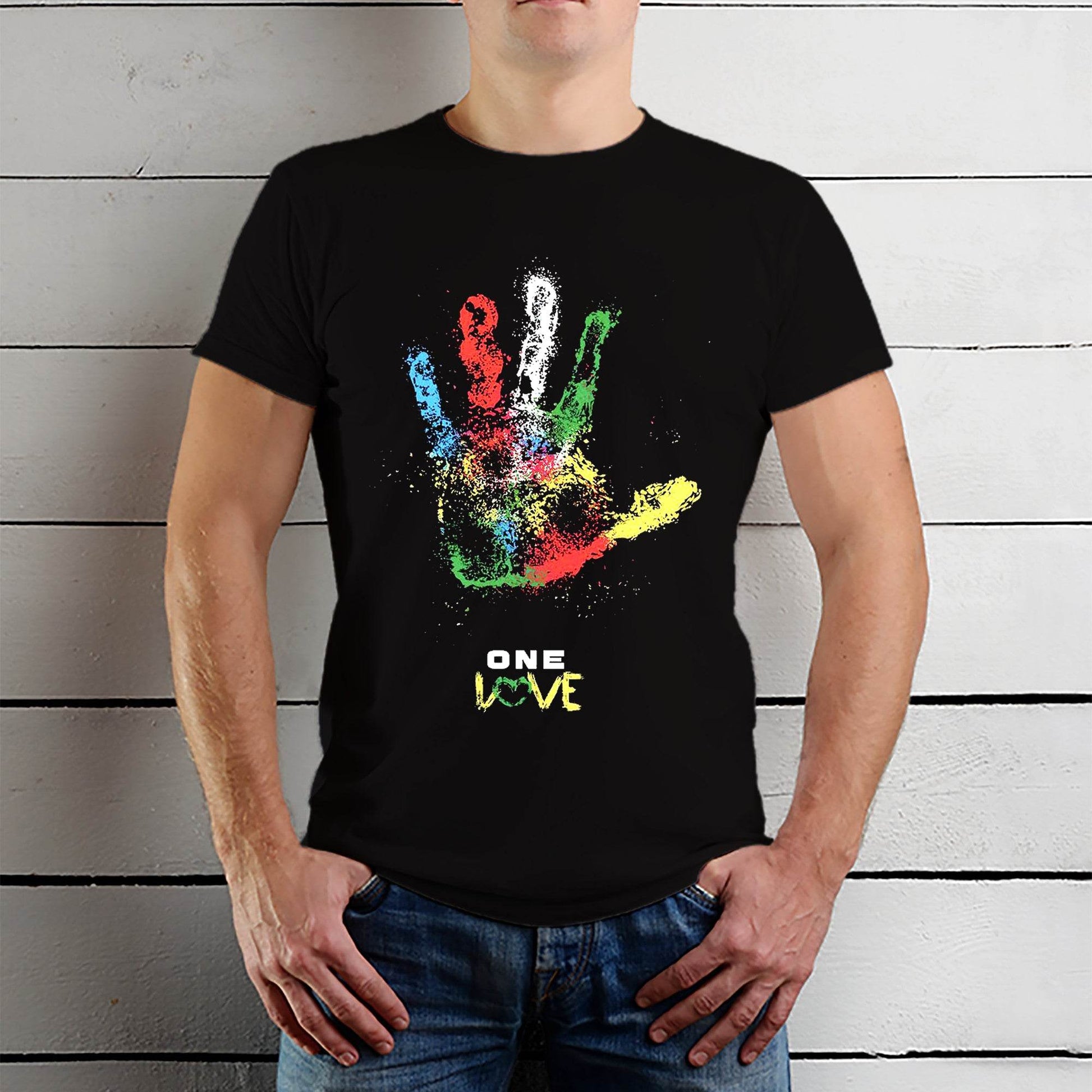 One Love, One Heart - Unisex Round Neck Regular Fit 100% Combed Cotton Half Sleeve T-Shirt - Mojilo Mart