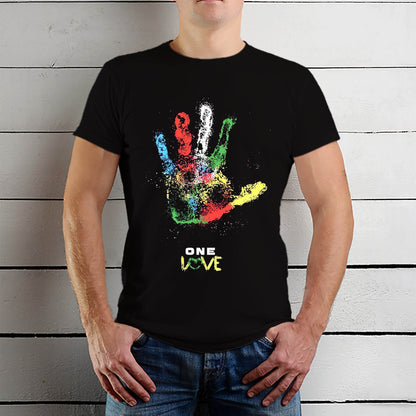 One Love, One Heart - Unisex Round Neck Regular Fit 100% Combed Cotton Half Sleeve T-Shirt - Mojilo Mart