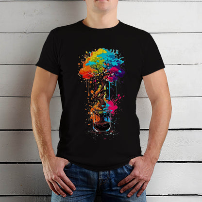 Paint Drip Tree Paint Splash Tree Of Life - Unisex Round Neck Regular Fit 100% Combed Cotton Half Sleeve T-Shirt - Mojilo Mart