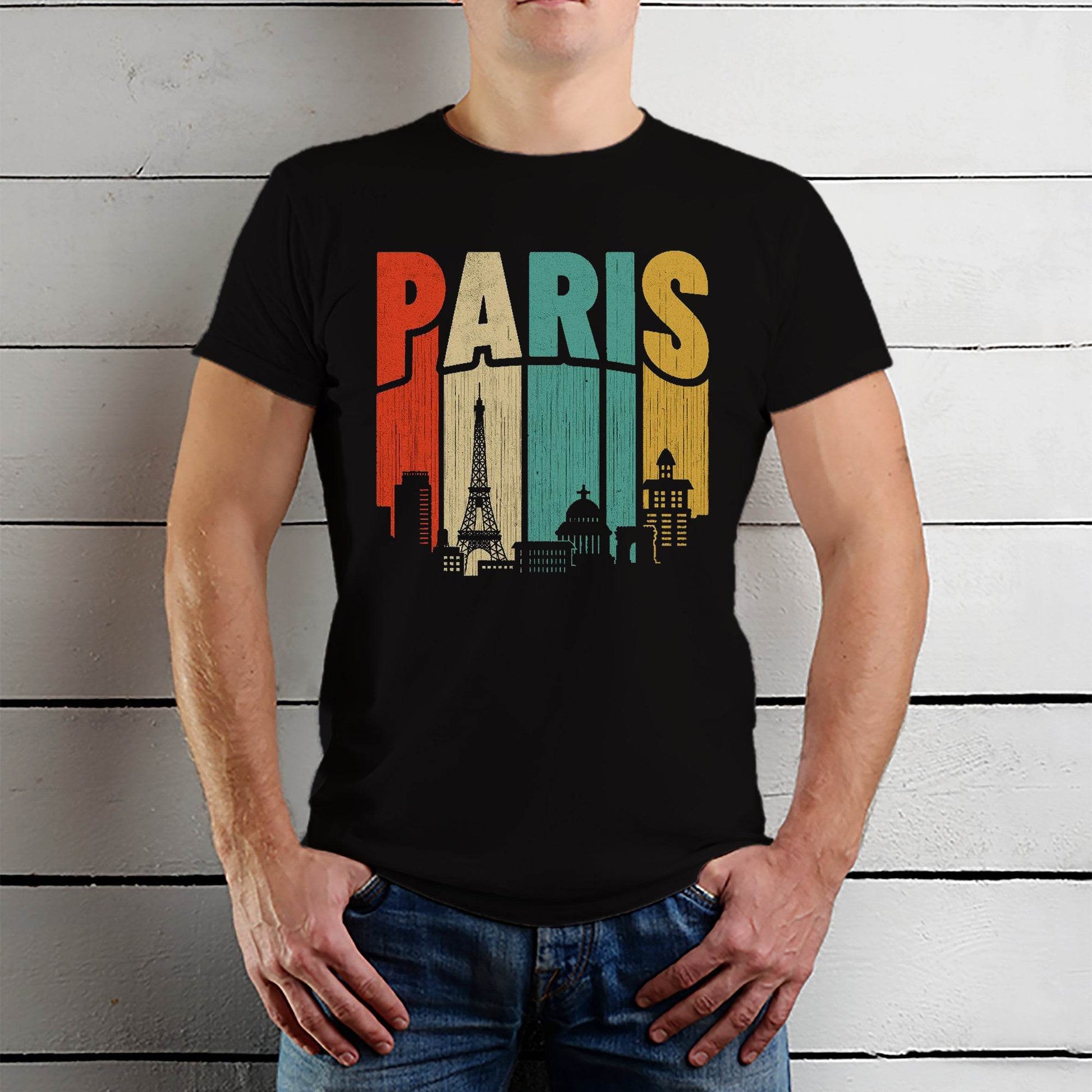 Paris Eiffel Tower - Unisex Round Neck Regular Fit 100% Combed Cotton Half Sleeve T-Shirt - Mojilo Mart