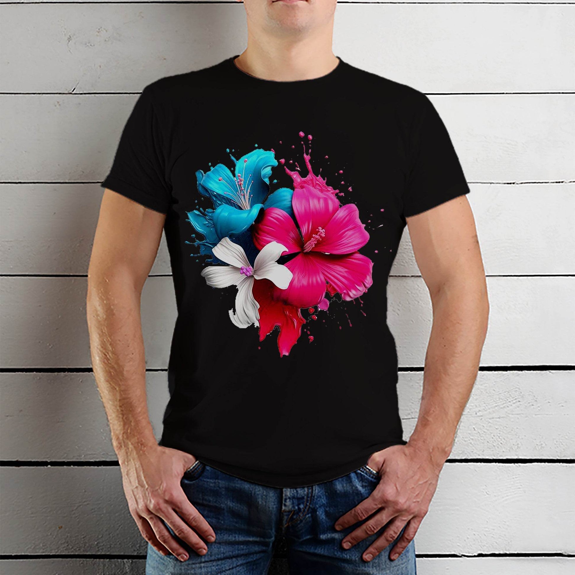 Pink Fantasy Flowers Tshirt - Unisex Round Neck Regular Fit 100% Combed Cotton Half Sleeve T-Shirt - Mojilo Mart