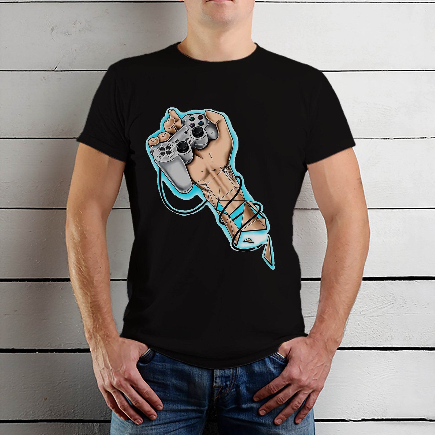 Play Station Controller - Unisex Round Neck Regular Fit 100% Combed Cotton Half Sleeve T-Shirt - Mojilo Mart