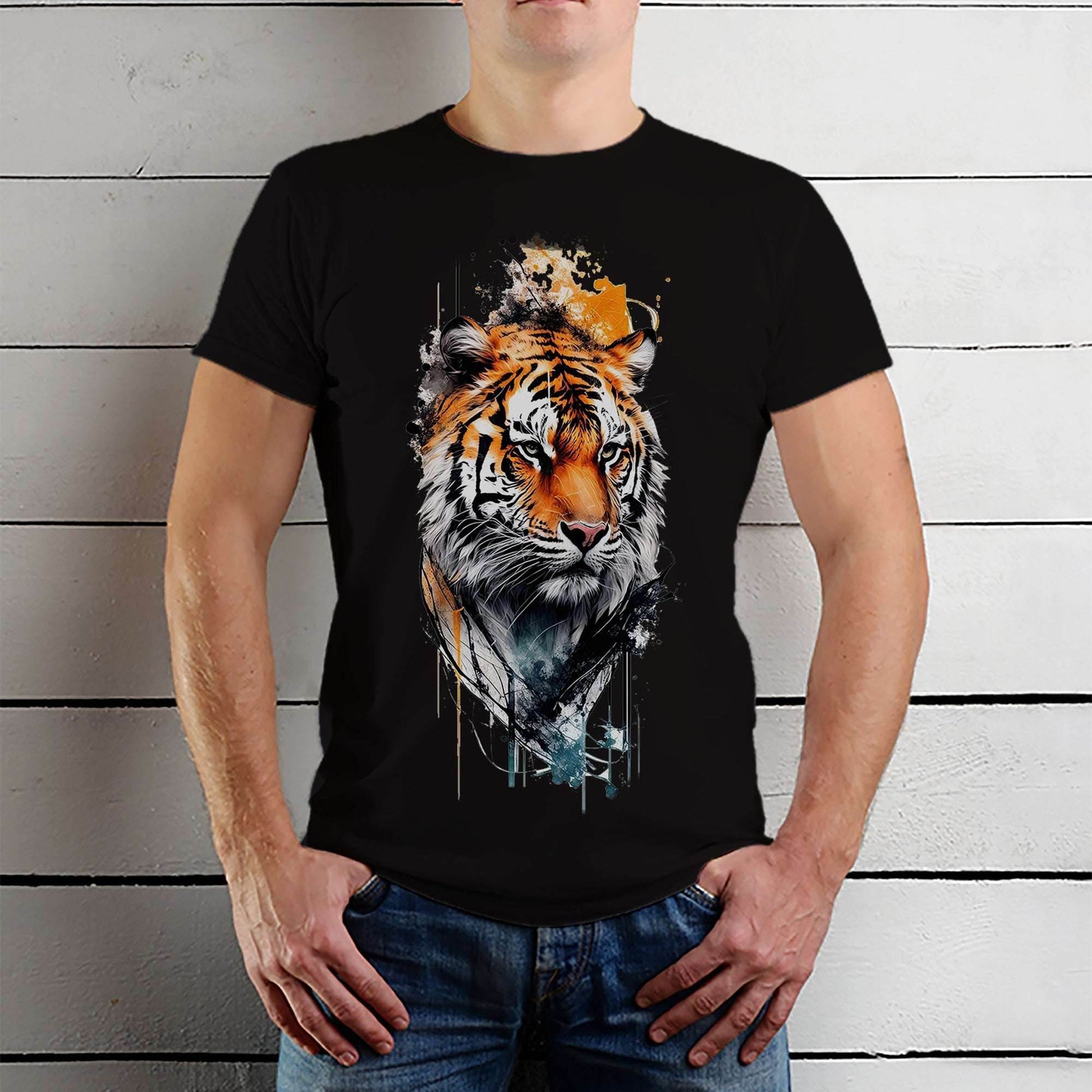 Portrait of a Tiger - Unisex Round Neck Regular Fit 100% Combed Cotton Half Sleeve T-Shirt - Mojilo Mart
