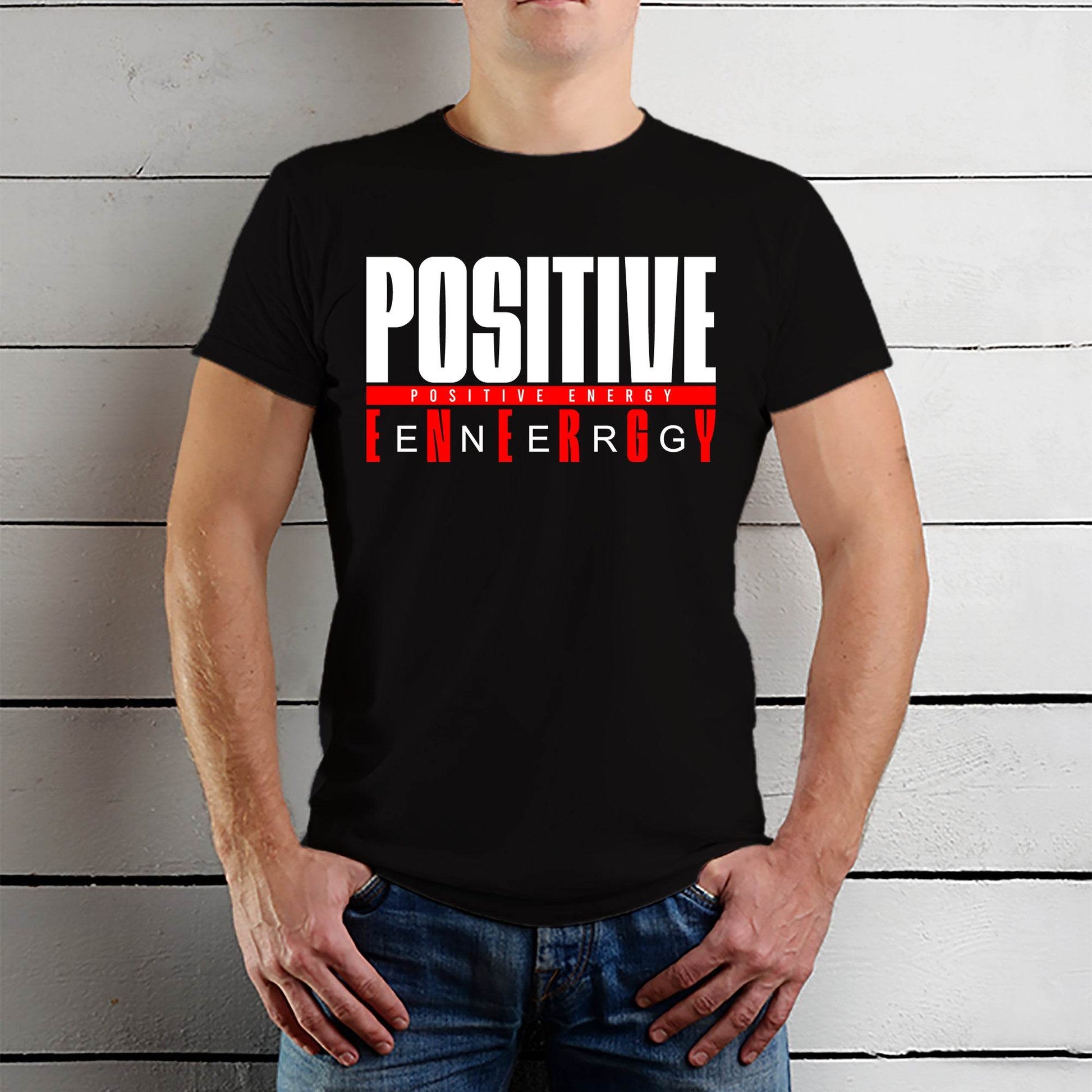 Positive Energy - Unisex Round Neck Regular Fit 100% Combed Cotton Half Sleeve T-Shirt - Mojilo Mart