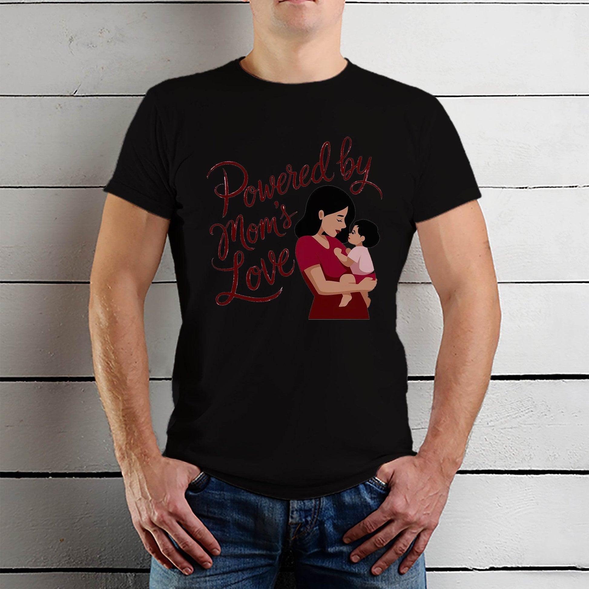 Powered By Mom Love - Unisex Round Neck Regular Fit 100% Combed Cotton Half Sleeve T-Shirt - Mojilo Mart