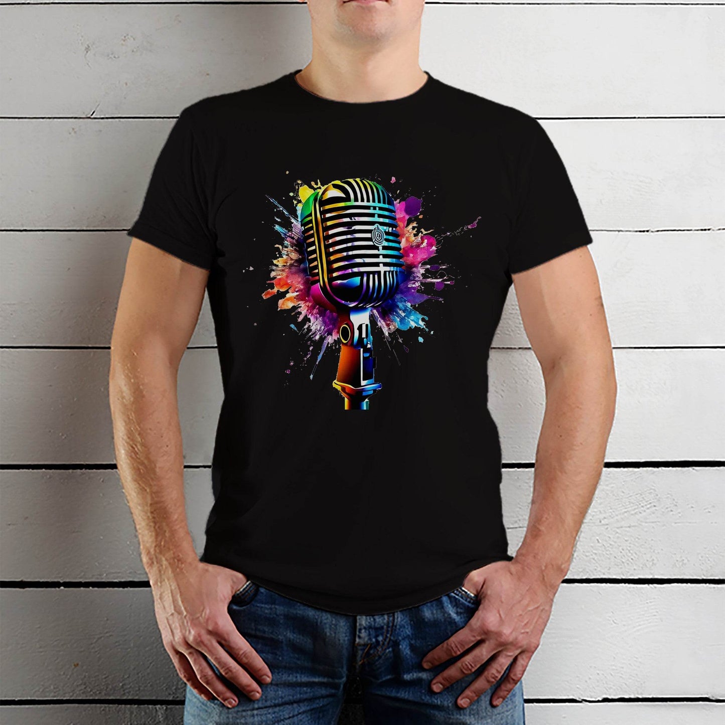 Psychedelic Microphone Echo Sonic Dreams Unleashed - Unisex Round Neck Regular Fit 100% Combed Cotton Half Sleeve T-Shirt - Mojilo Mart