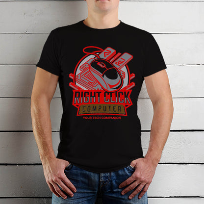 RIGHT CLICK COMPUTER YOUR TECH COMPANION - Unisex Round Neck Regular Fit 100% Combed Cotton Half Sleeve T-Shirt - Mojilo Mart