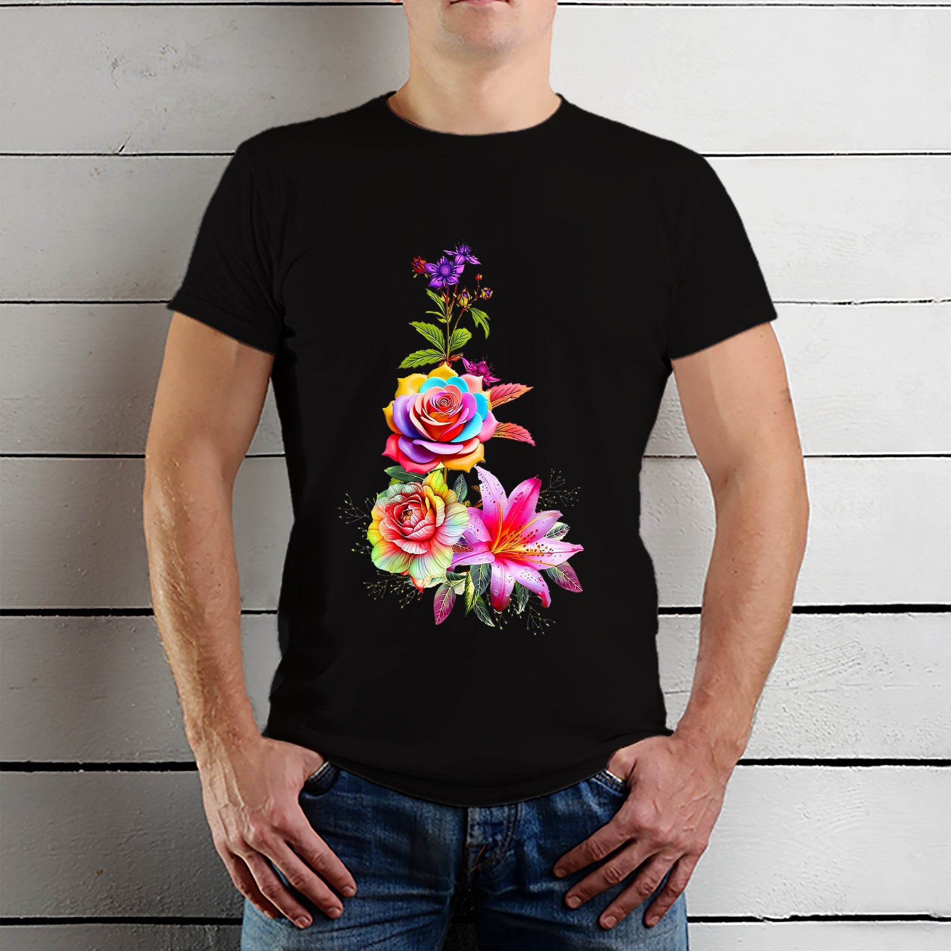 Radiant Rose Tee Psychedelic Floral - Unisex Round Neck Regular Fit 100% Combed Cotton Half Sleeve T-Shirt - Mojilo Mart