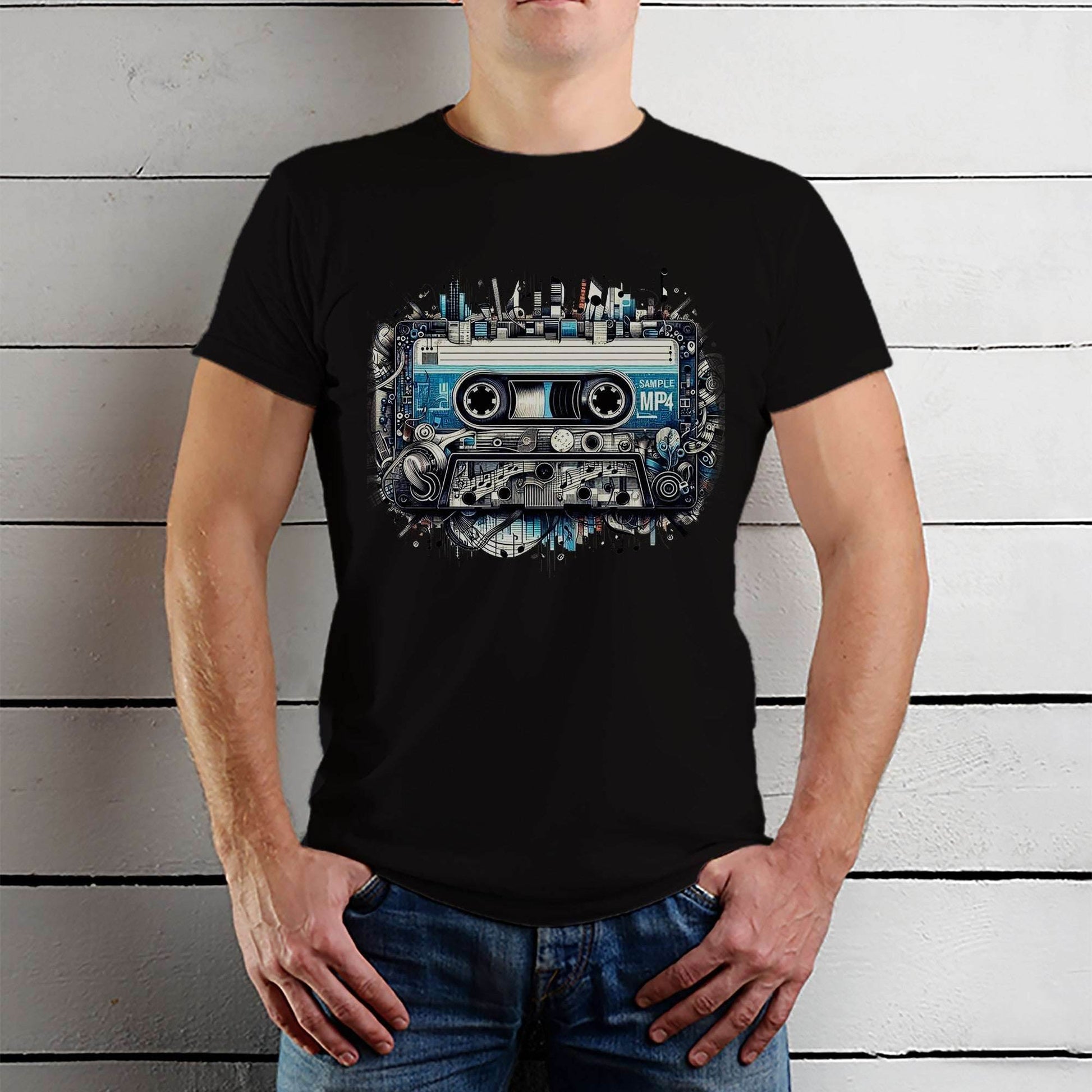 Retro Vibes Mixtape - Unisex Round Neck Regular Fit 100% Combed Cotton Half Sleeve T-Shirt - Mojilo Mart