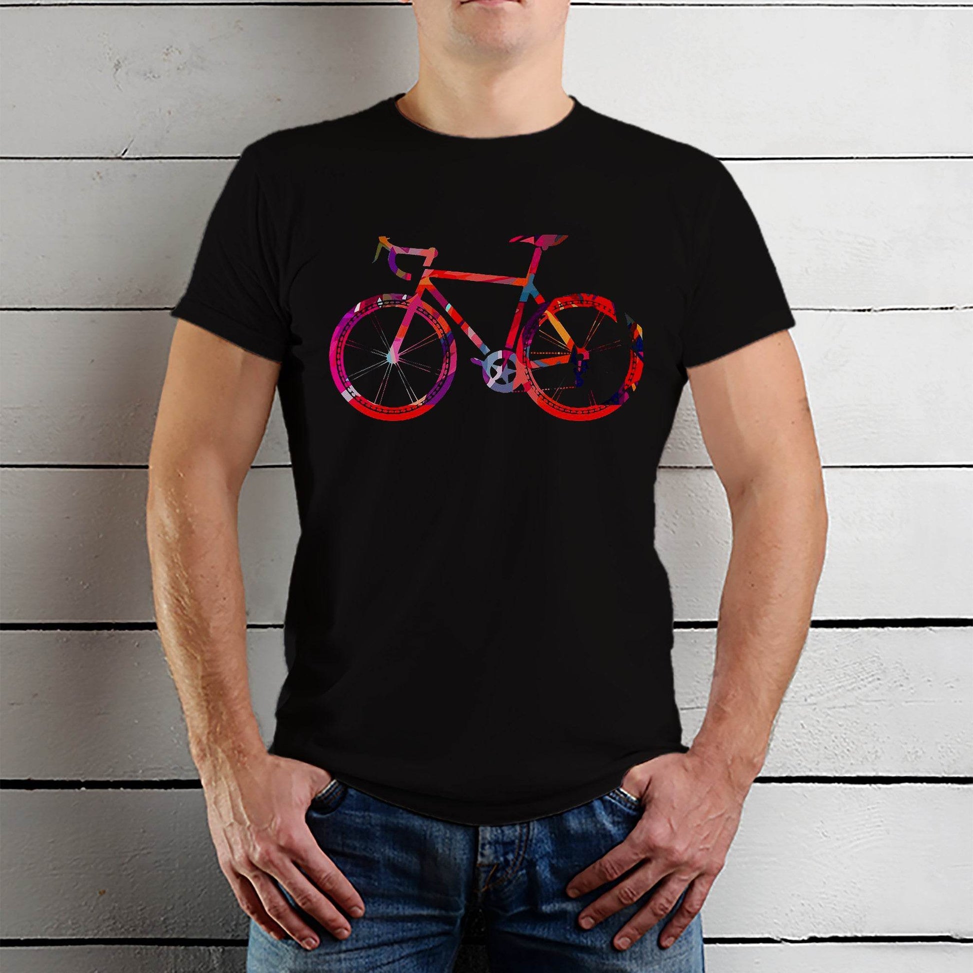 Road bike water color - Unisex Round Neck Regular Fit 100% Combed Cotton Half Sleeve T-Shirt - Mojilo Mart