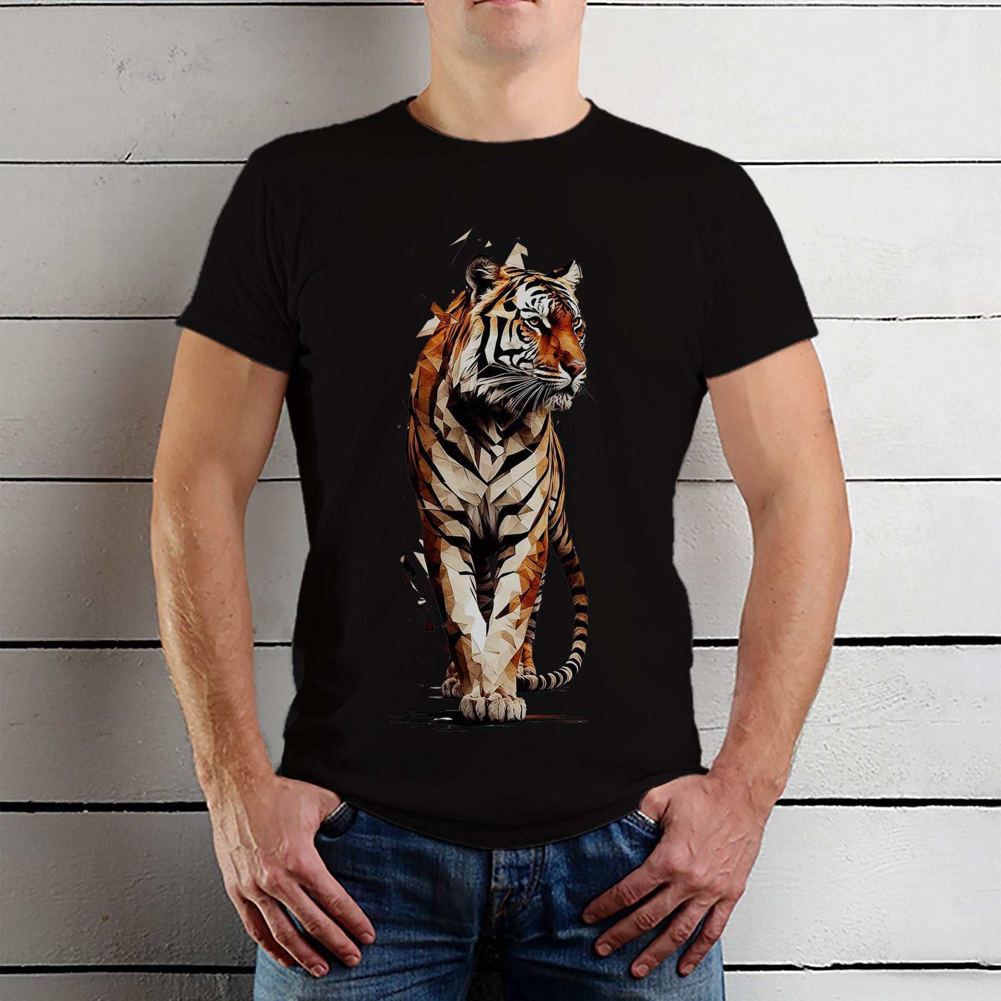 Roaring Beauty 3D Tiger - Unisex Round Neck Regular Fit 100% Combed Cotton Half Sleeve T-Shirt - Mojilo Mart