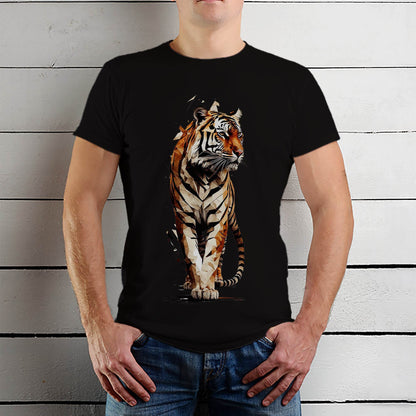 Roaring Beauty 3D Tiger - Unisex Round Neck Regular Fit 100% Combed Cotton Half Sleeve T-Shirt - Mojilo Mart