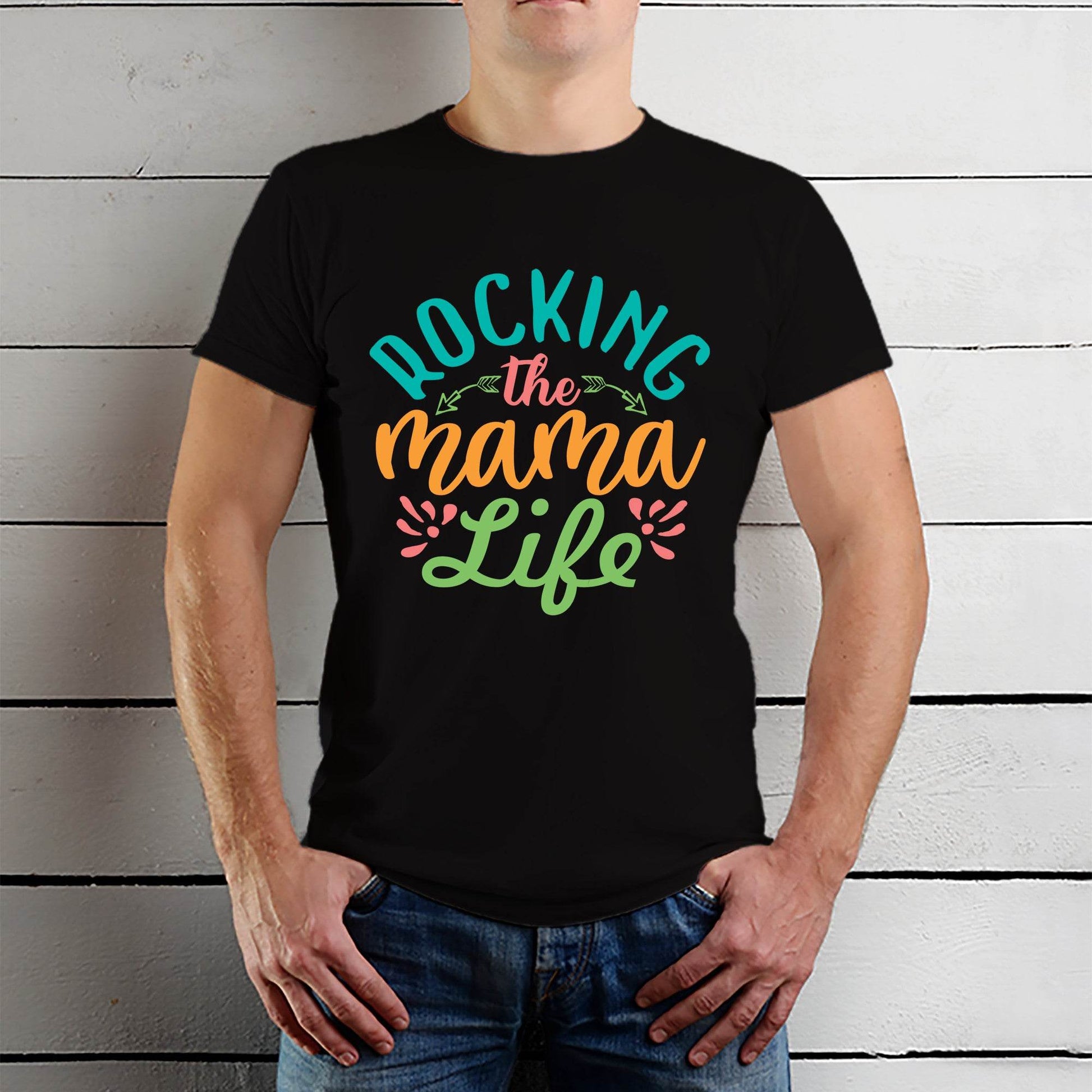 Rockin This Mama Life - Unisex Round Neck Regular Fit 100% Combed Cotton Half Sleeve T-Shirt - Mojilo Mart