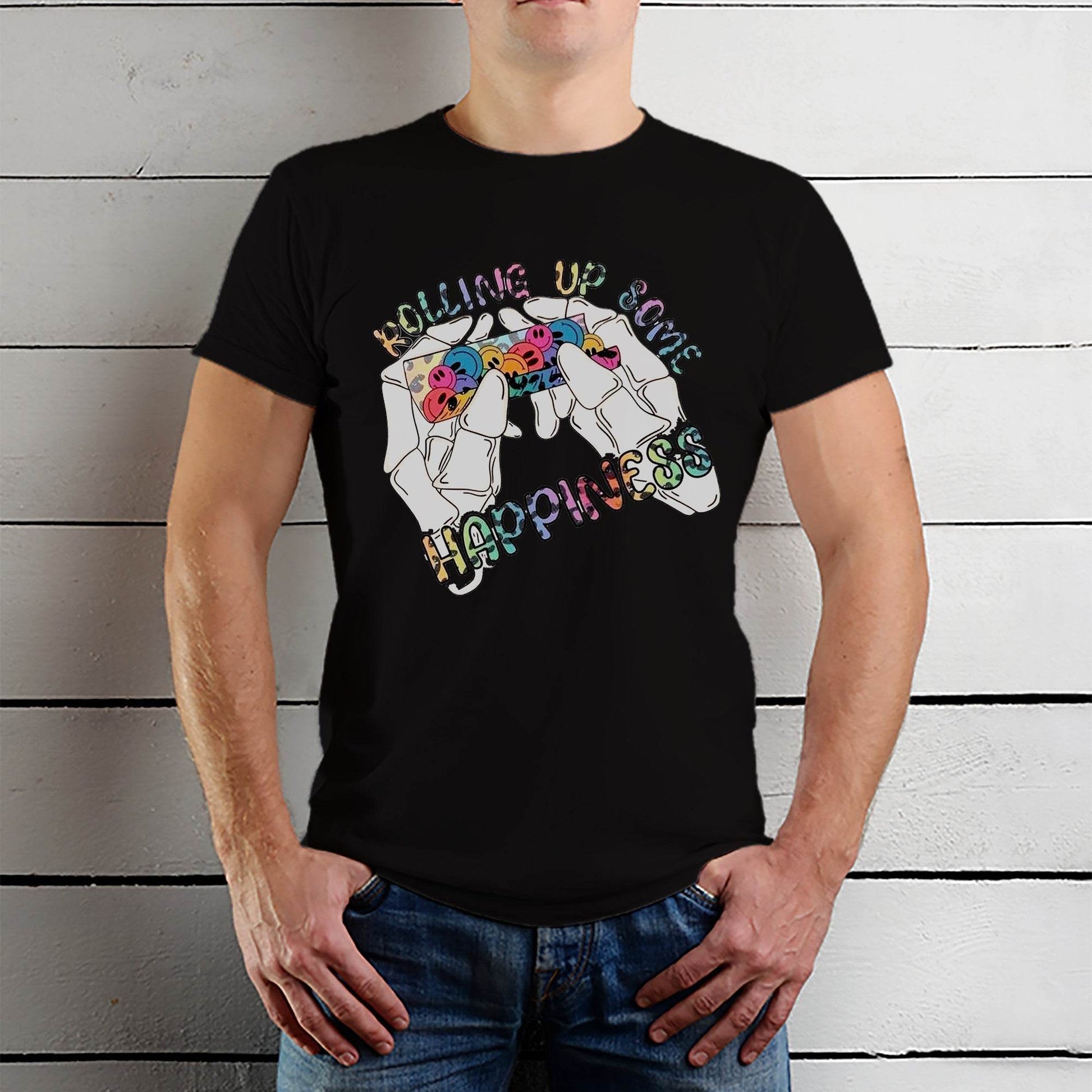 Rolling Up Some Happiness - Unisex Round Neck Regular Fit 100% Combed Cotton Half Sleeve T-Shirt - Mojilo Mart
