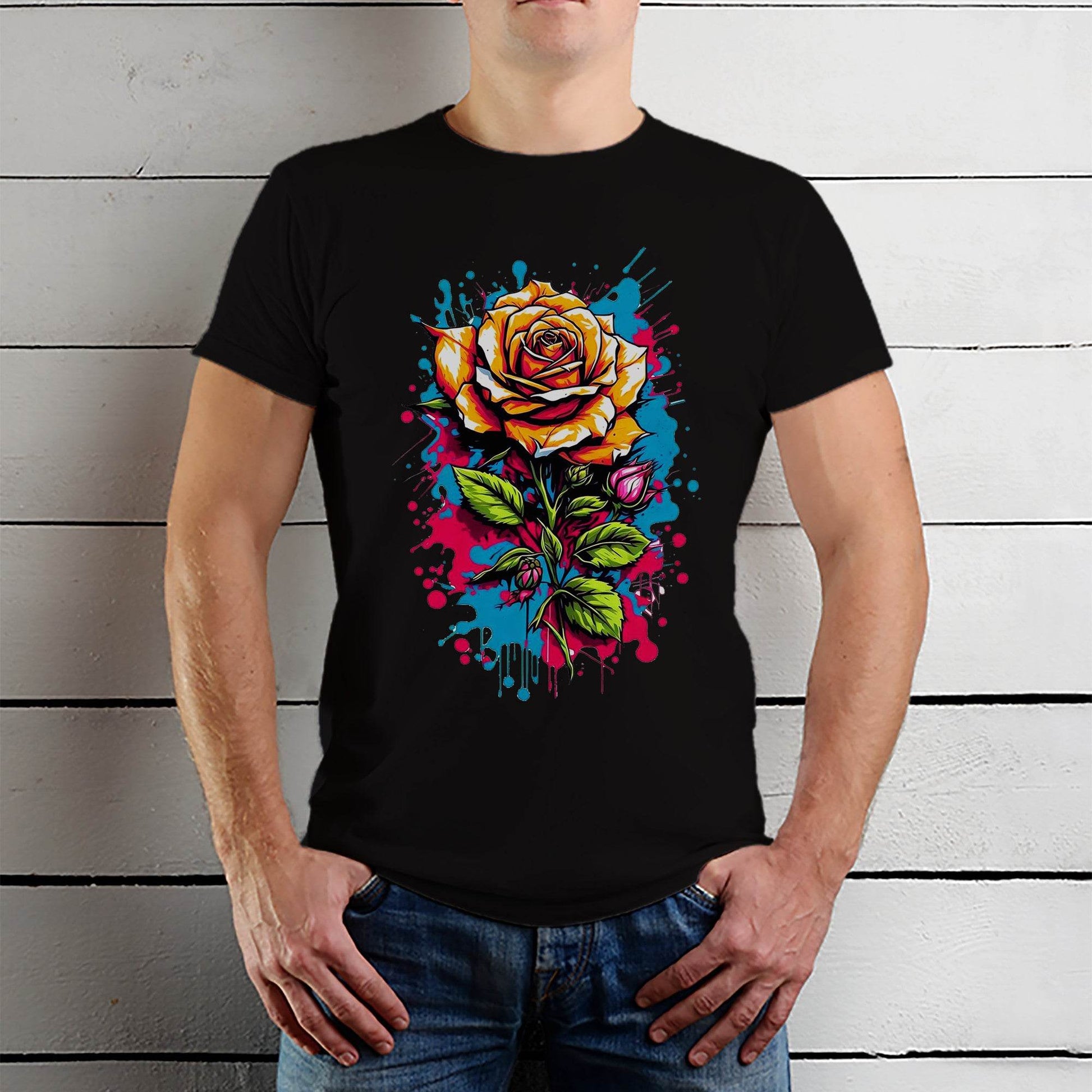 Rose Flowers Colors - Unisex Round Neck Regular Fit 100% Combed Cotton Half Sleeve T-Shirt - Mojilo Mart