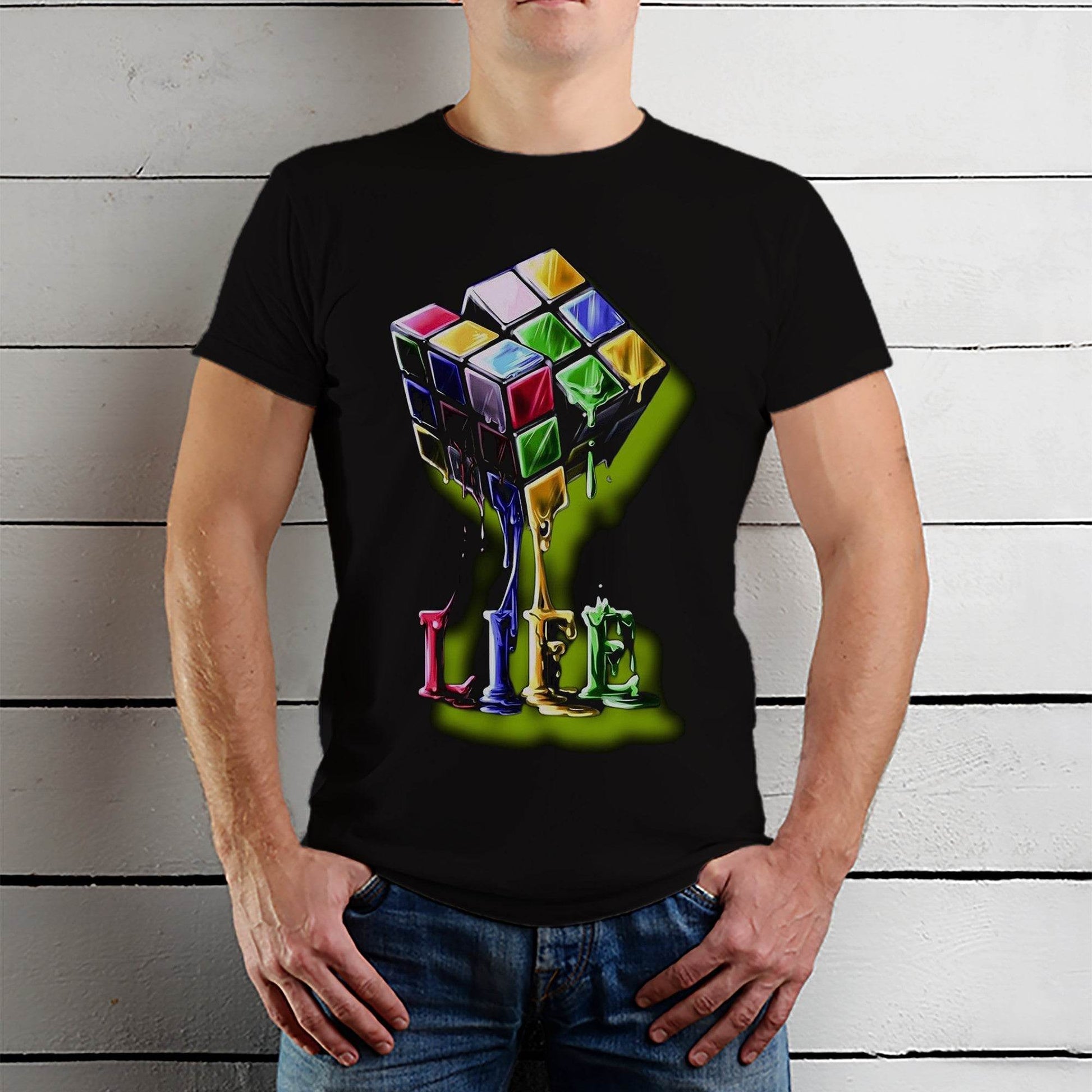 Rubik Cube Life - Unisex Round Neck Regular Fit 100% Combed Cotton Half Sleeve T-Shirt - Mojilo Mart