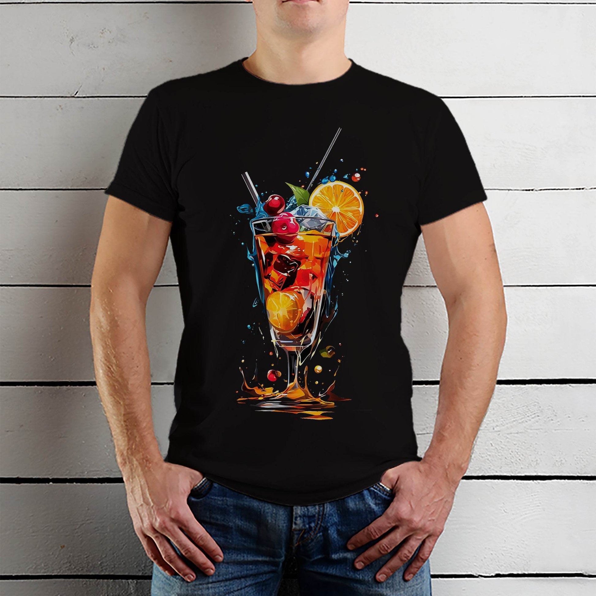 Shake it Up Crafting Exquisite Cocktails for Every Palate - Unisex Round Neck Regular Fit 100% Combed Cotton Half Sleeve T-Shirt - Mojilo Mart