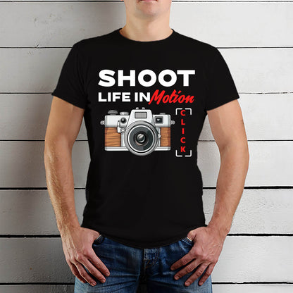Shoot Life In Motion Click - Unisex Round Neck Regular Fit 100% Combed Cotton Half Sleeve T-Shirt - Mojilo Mart