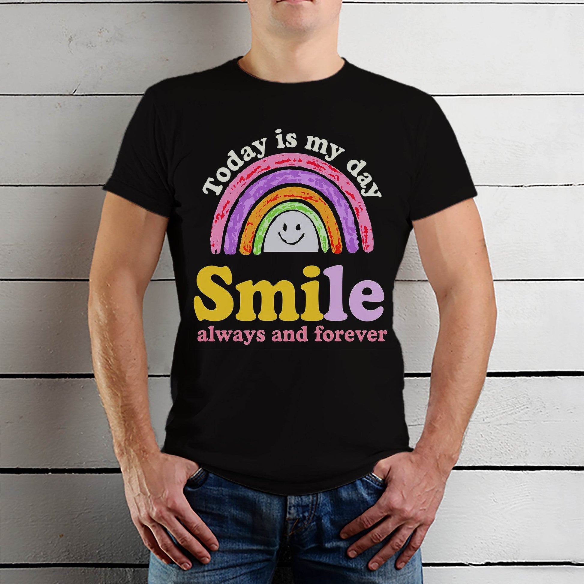 Today is My Day SMILE - Unisex Round Neck Regular Fit 100% Combed Cotton Half Sleeve T-Shirt - Mojilo Mart