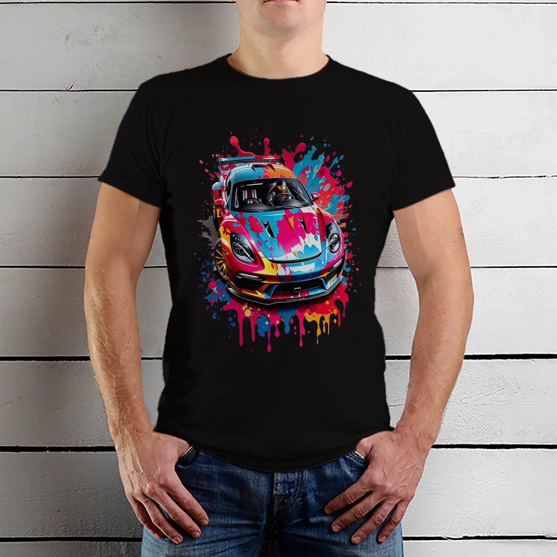Colorful Car - Unisex Round Neck Regular Fit 100% Combed Cotton Half Sleeve T-Shirt - Mojilo Mart