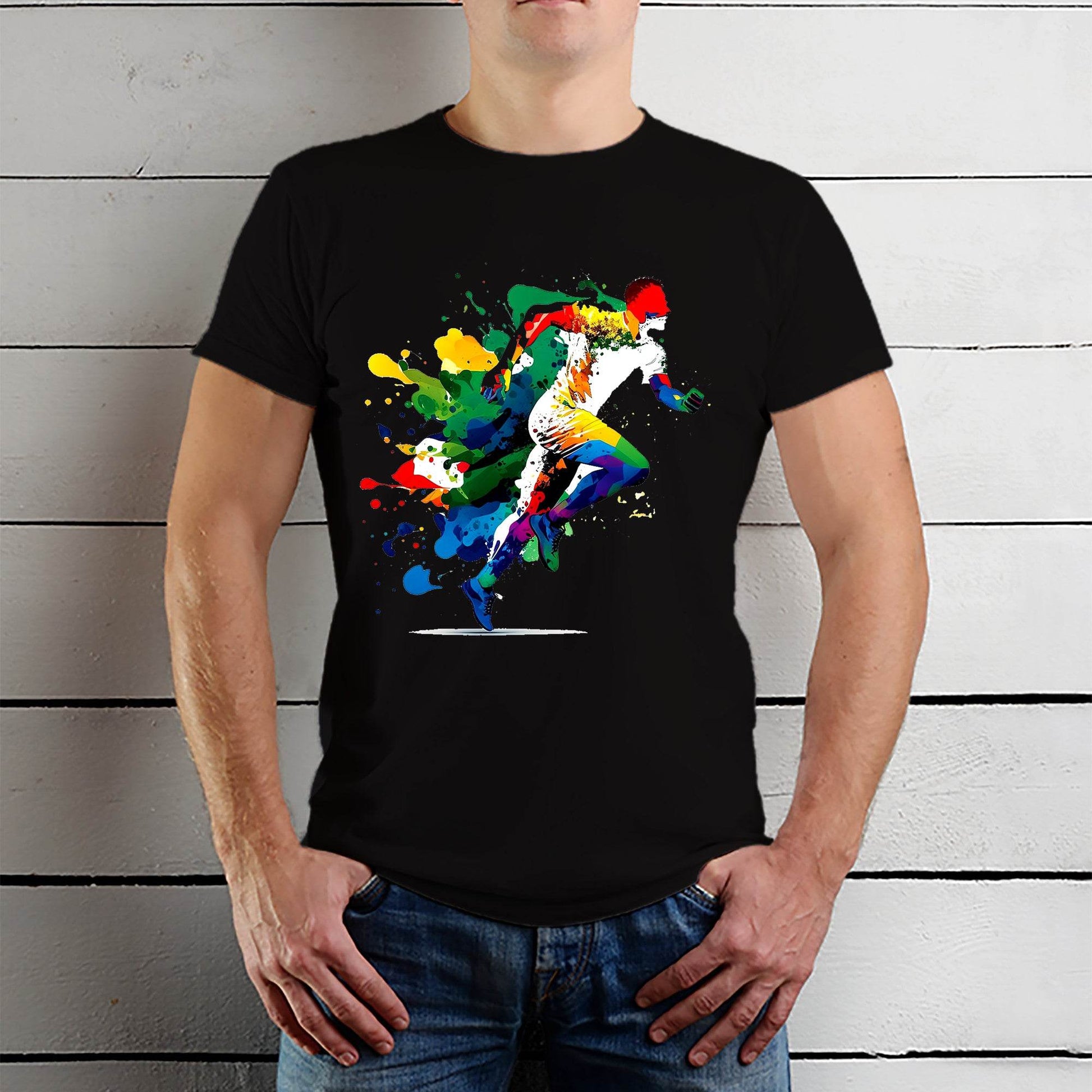 Silhouette Man Running - Unisex Round Neck Regular Fit 100% Combed Cotton Half Sleeve T-Shirt - Mojilo Mart