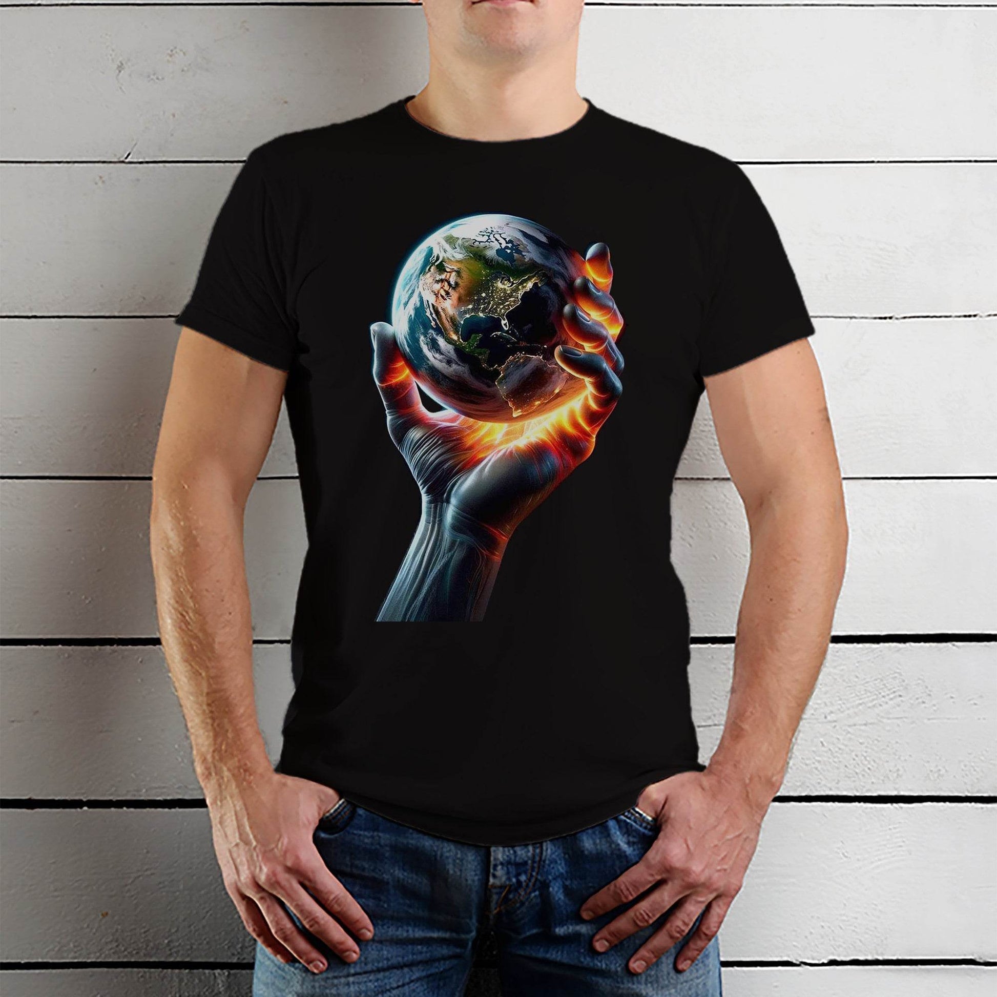 Space Explorer & Earth Cosmic Adventure Shirt - Unisex Round Neck Regular Fit 100% Combed Cotton Half Sleeve T-Shirt - Mojilo Mart