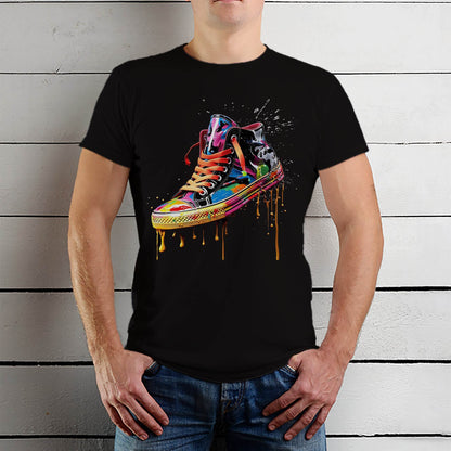 Splash Shoe Art Colorful Shoe Digital - Unisex Round Neck Regular Fit 100% Combed Cotton Half Sleeve T-Shirt - Mojilo Mart