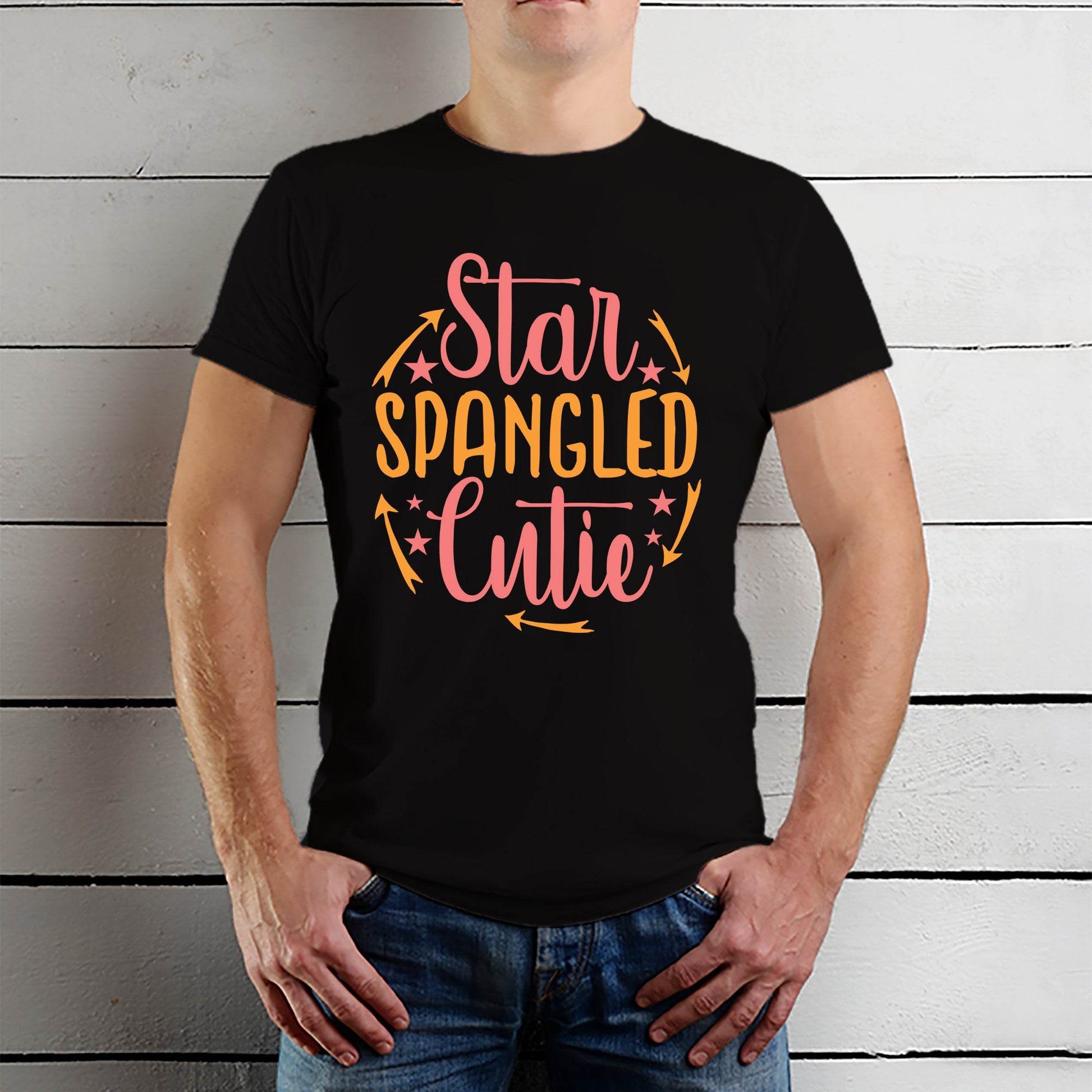 Star Spangled Cutie - Unisex Round Neck Regular Fit 100% Combed Cotton Half Sleeve T-Shirt - Mojilo Mart