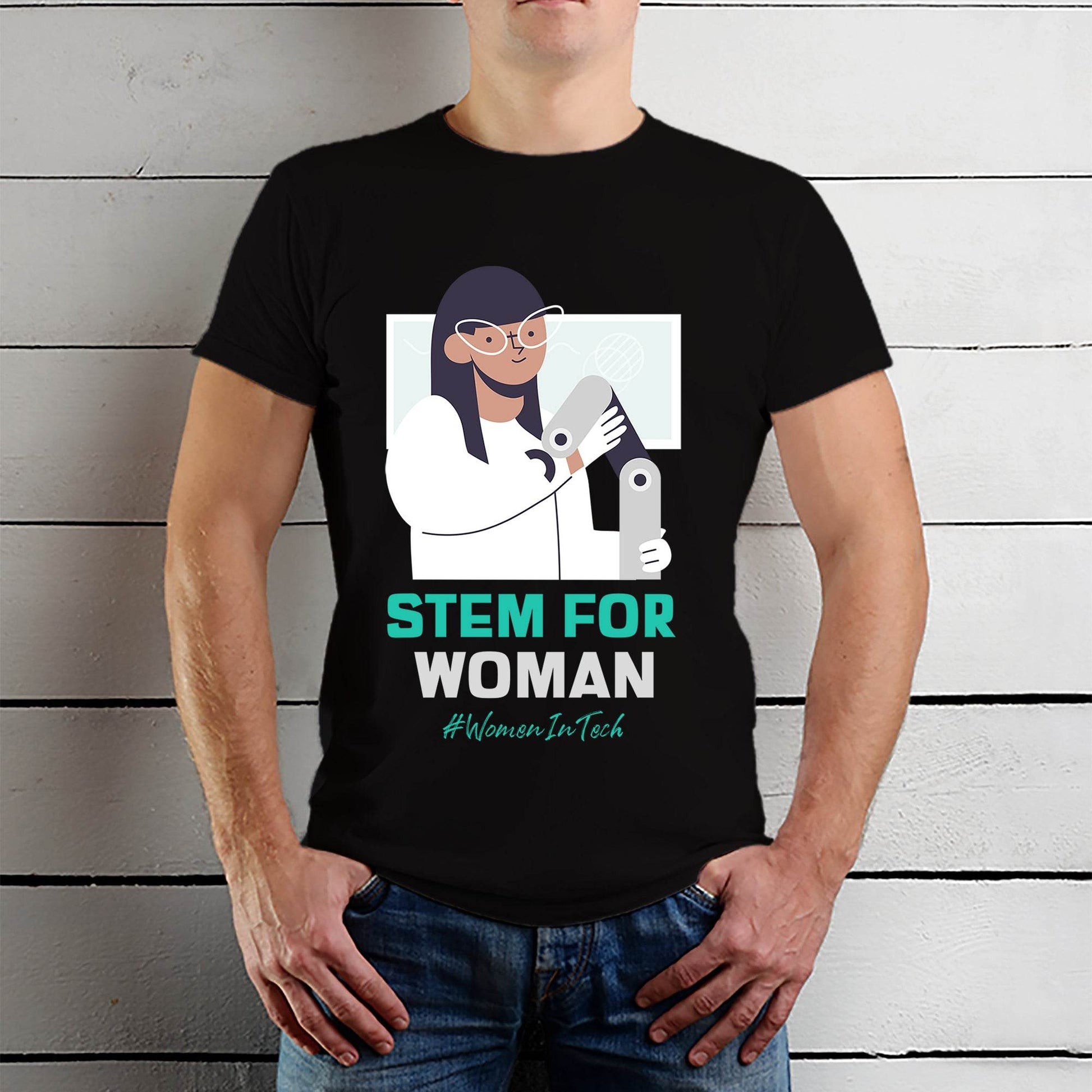 Stem For Woman - Unisex Round Neck Regular Fit 100% Combed Cotton Half Sleeve T-Shirt - Mojilo Mart