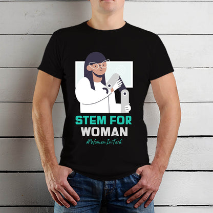 Stem For Woman - Unisex Round Neck Regular Fit 100% Combed Cotton Half Sleeve T-Shirt - Mojilo Mart