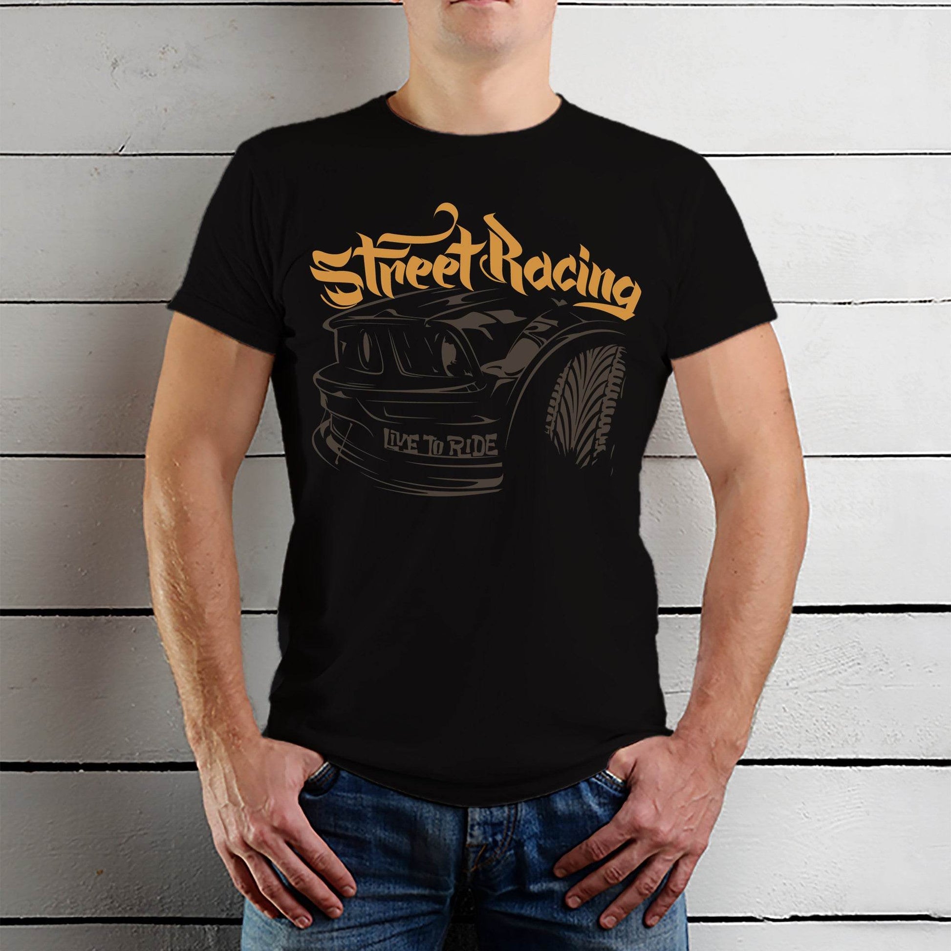 Street Racing - Unisex Round Neck Regular Fit 100% Combed Cotton Half Sleeve T-Shirt - Mojilo Mart
