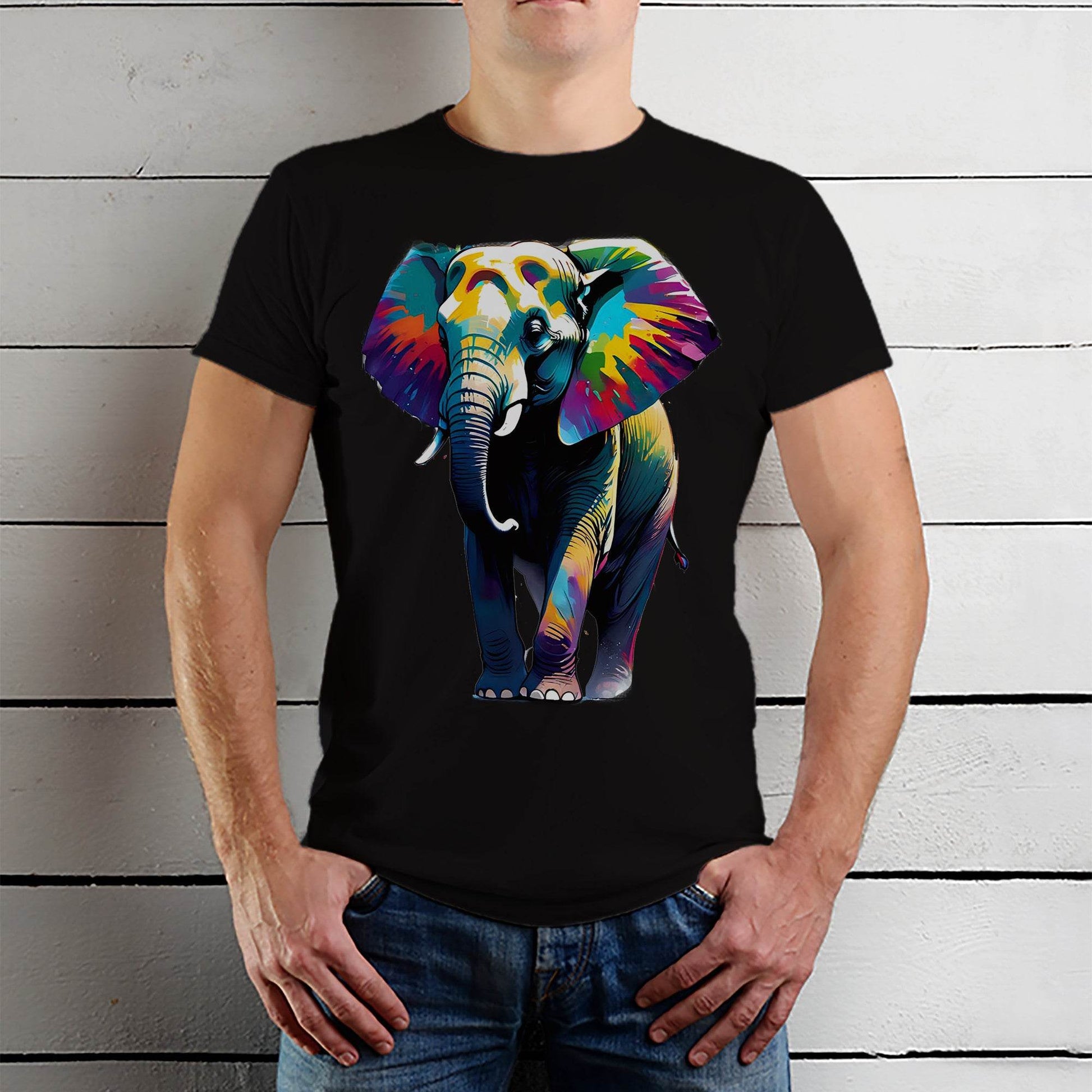 Stunning Elephant Art - Unisex Round Neck Regular Fit 100% Combed Cotton Half Sleeve T-Shirt - Mojilo Mart