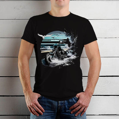 Print Beach Bike - Unisex Round Neck Regular Fit 100% Combed Cotton Half Sleeve T-Shirt - Mojilo Mart