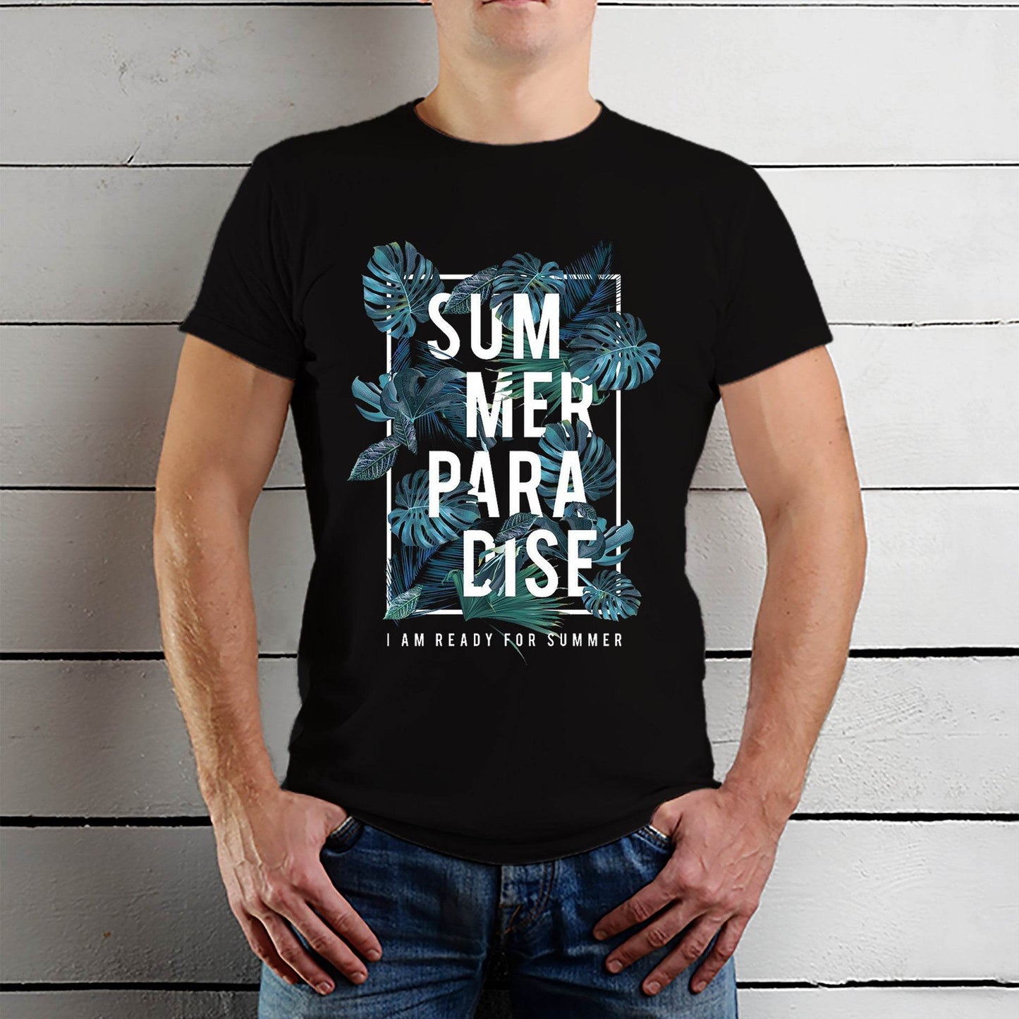 Summer Paradise I Am Ready For Summer - Unisex Round Neck Regular Fit 100% Combed Cotton Half Sleeve T-Shirt - Mojilo Mart