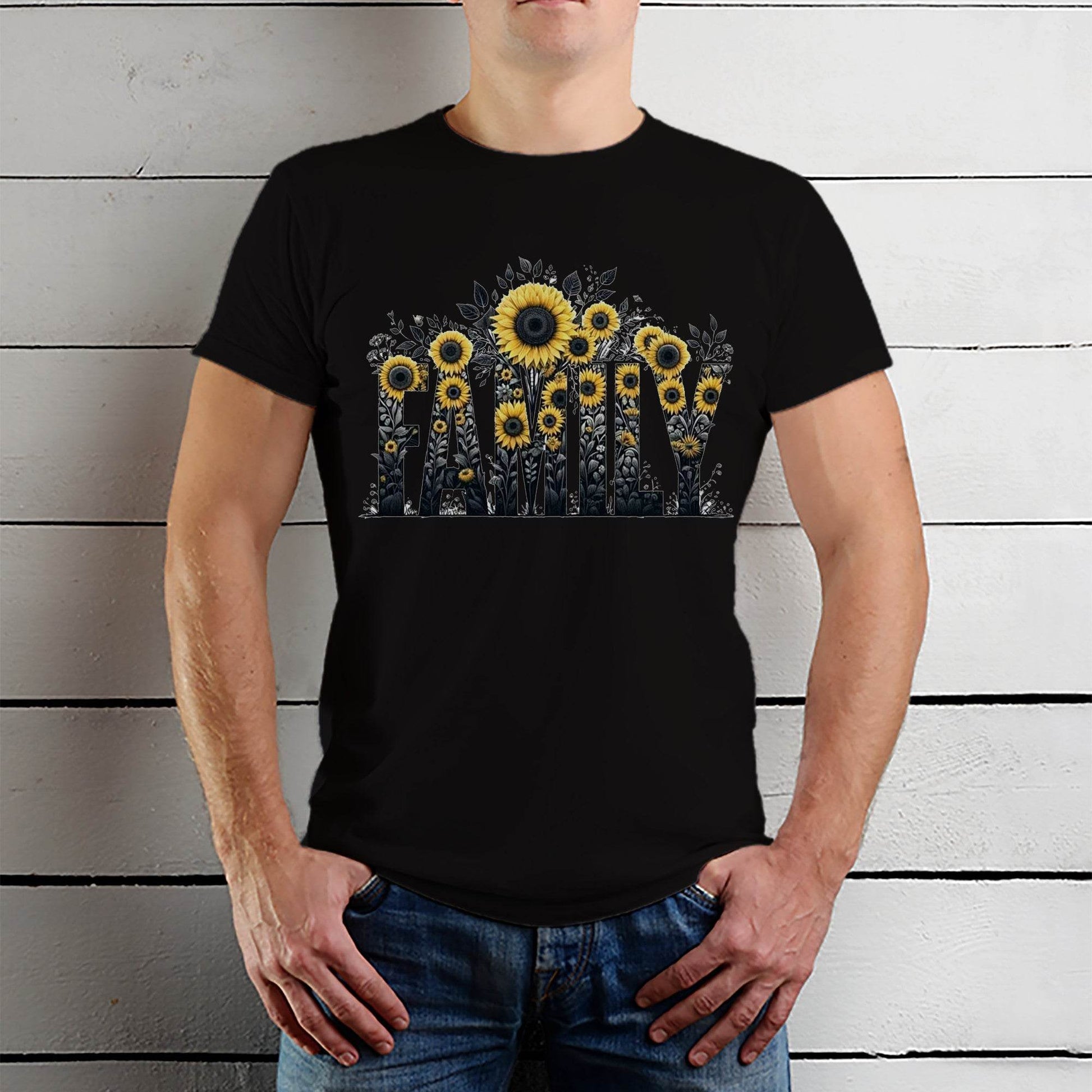 Sunflower Family - Unisex Round Neck Regular Fit 100% Combed Cotton Half Sleeve T-Shirt - Mojilo Mart
