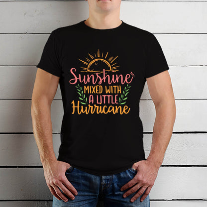 Sunshine Mixed With A Little Hurricane Sunshine - Unisex Round Neck Regular Fit 100% Combed Cotton Half Sleeve T-Shirt - Mojilo Mart