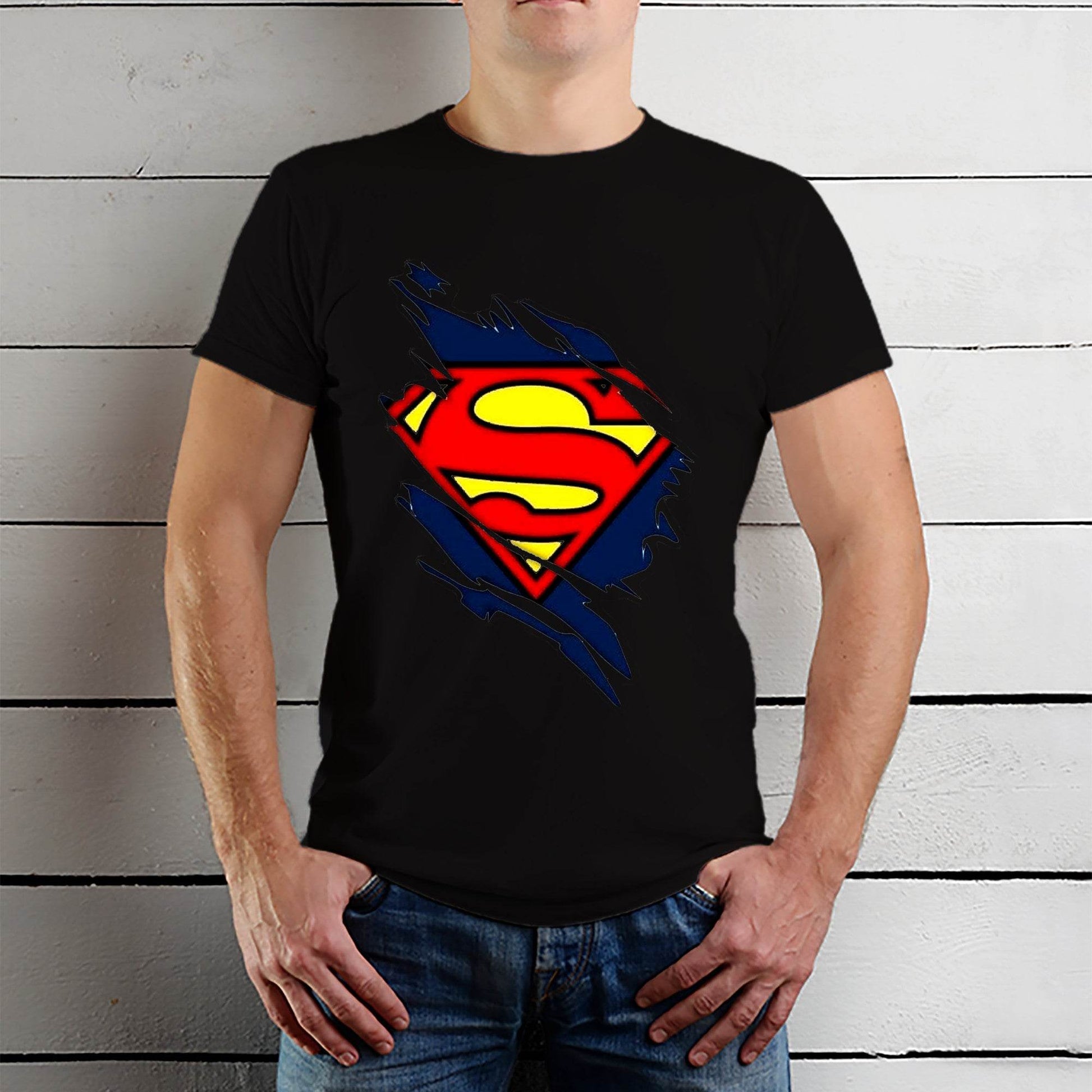 Superman Torn - Unisex Round Neck Regular Fit 100% Combed Cotton Half Sleeve T-Shirt - Mojilo Mart