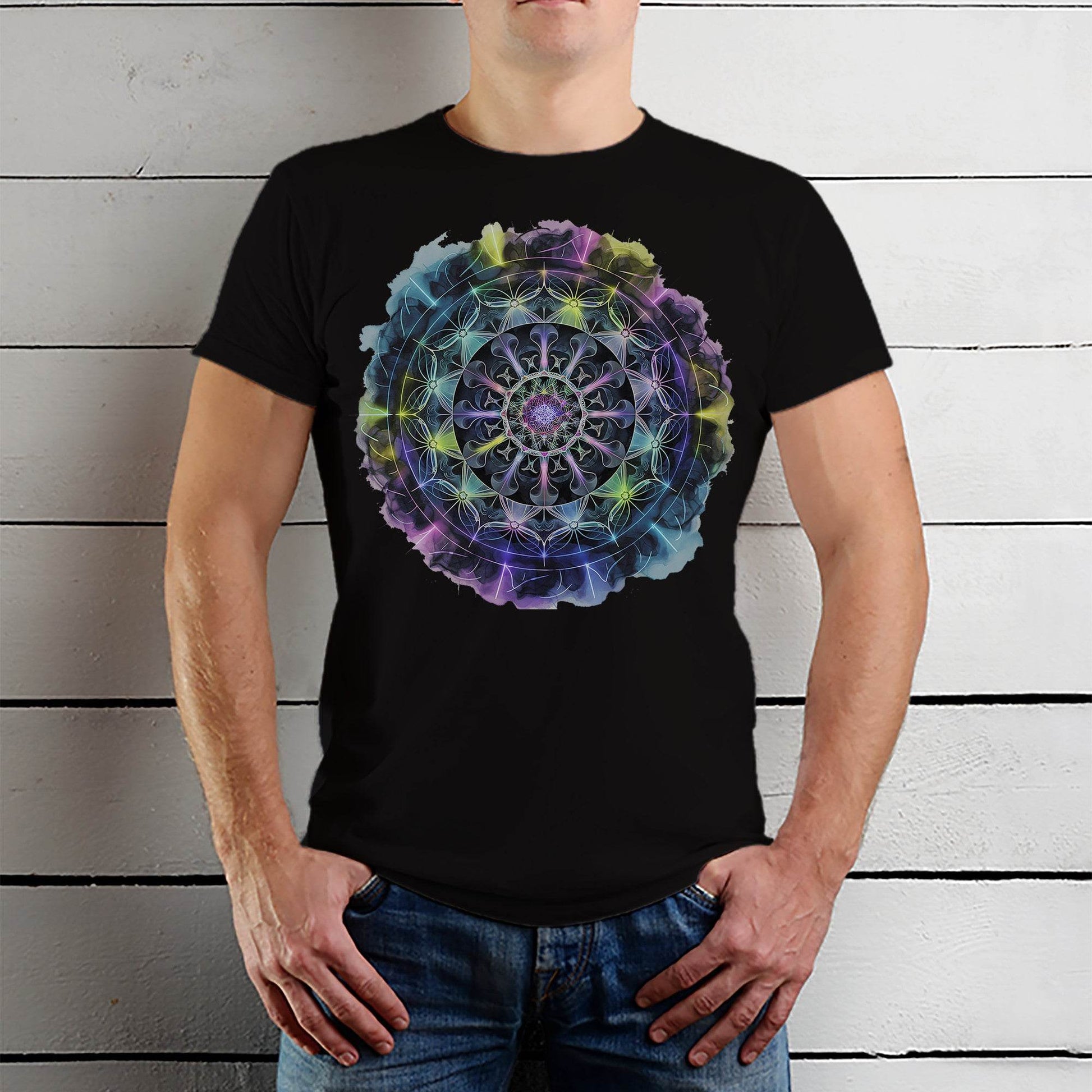 Surreal Fractal Mandala - Unisex Round Neck Regular Fit 100% Combed Cotton Half Sleeve T-Shirt - Mojilo Mart