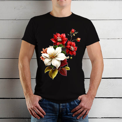 Threadflix Simply Flowers - Unisex Round Neck Regular Fit 100% Combed Cotton Half Sleeve T-Shirt - Mojilo Mart