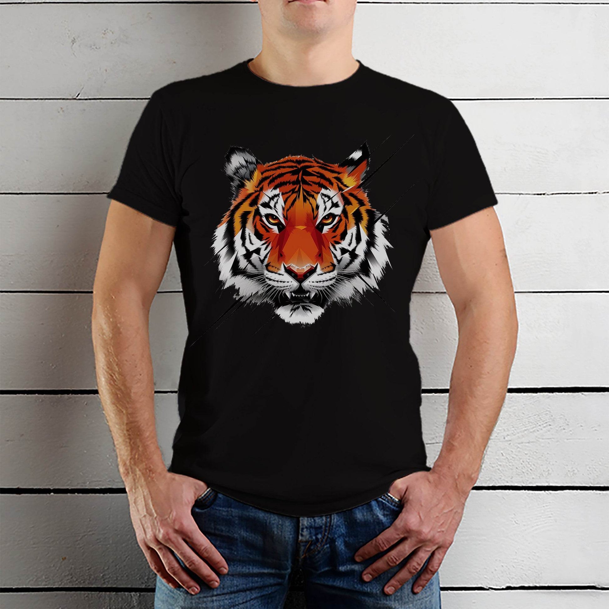 Tiger Graphic Face - Unisex Round Neck Regular Fit 100% Combed Cotton Half Sleeve T-Shirt - Mojilo Mart