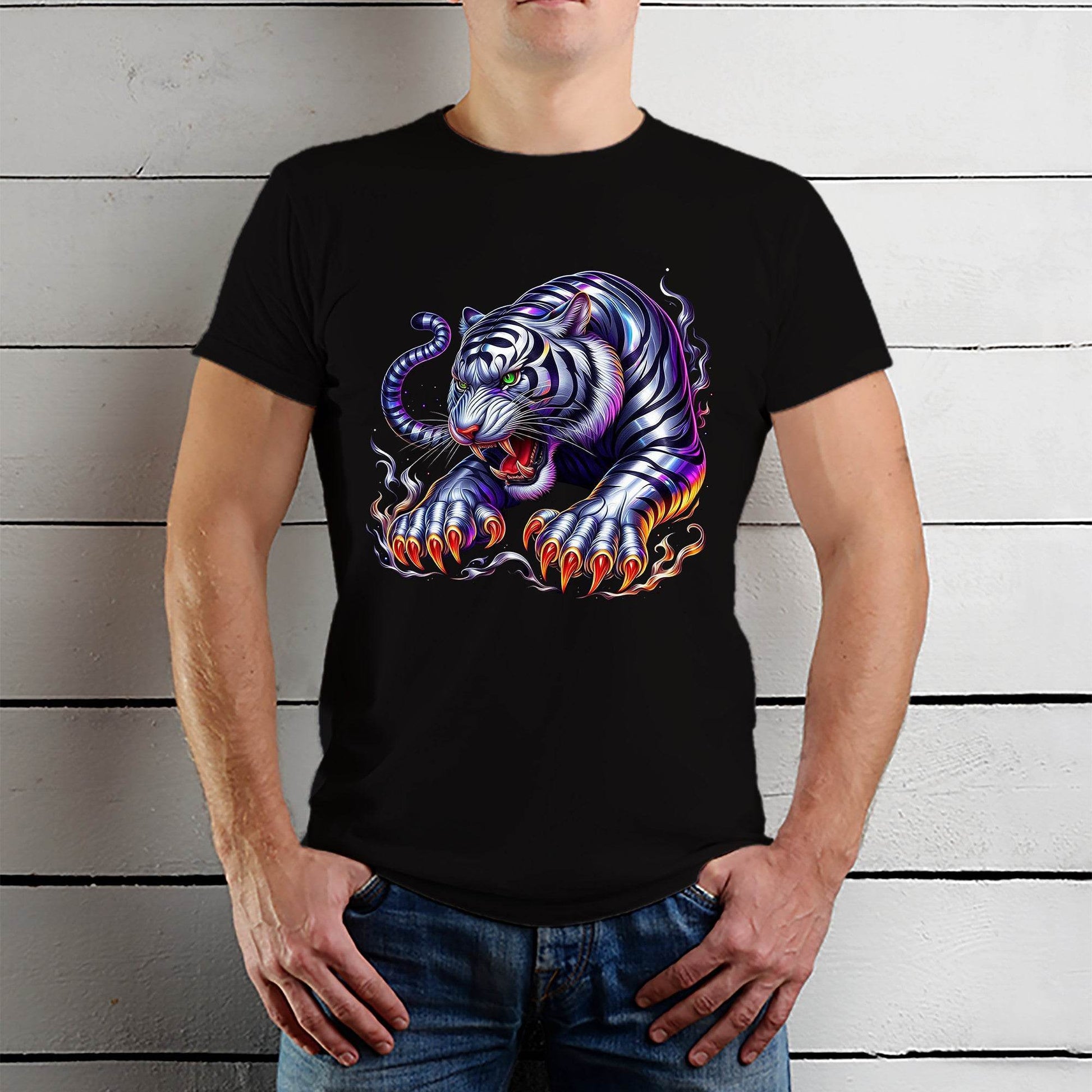 Tiger's Realm Fashion Graphic - Unisex Round Neck Regular Fit 100% Combed Cotton Half Sleeve T-Shirt - Mojilo Mart