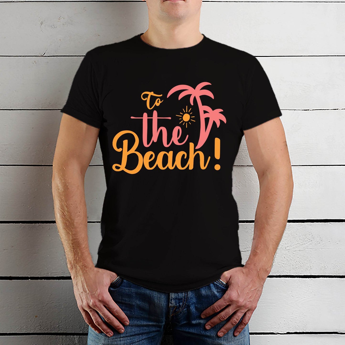 To The Beach - Unisex Round Neck Regular Fit 100% Combed Cotton Half Sleeve T-Shirt - Mojilo Mart