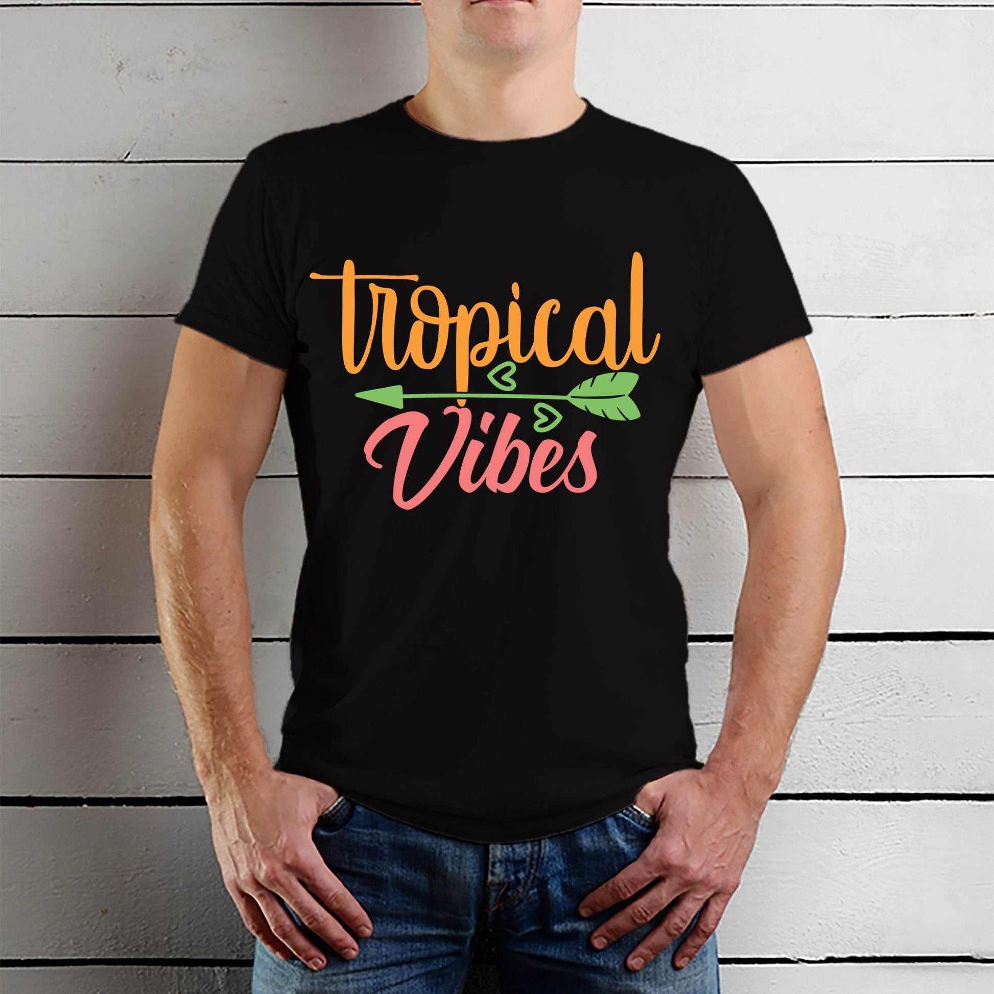 Tropical Vibes - Unisex Round Neck Regular Fit 100% Combed Cotton Half Sleeve T-Shirt - Mojilo Mart